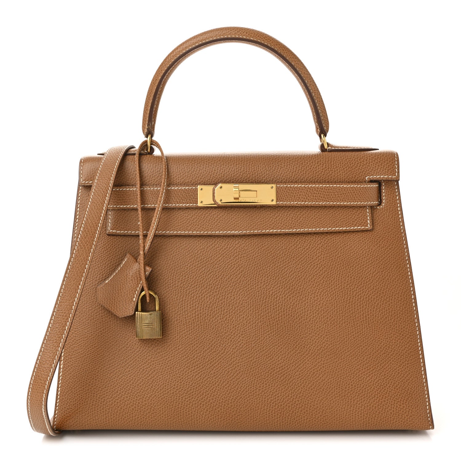 Hermes Courchevel Kelly Sellier Handbag Gold Travel Bag 28 Gold 1765497
