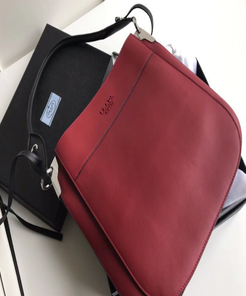 Prada Margit Shoulder Bag Leather Red