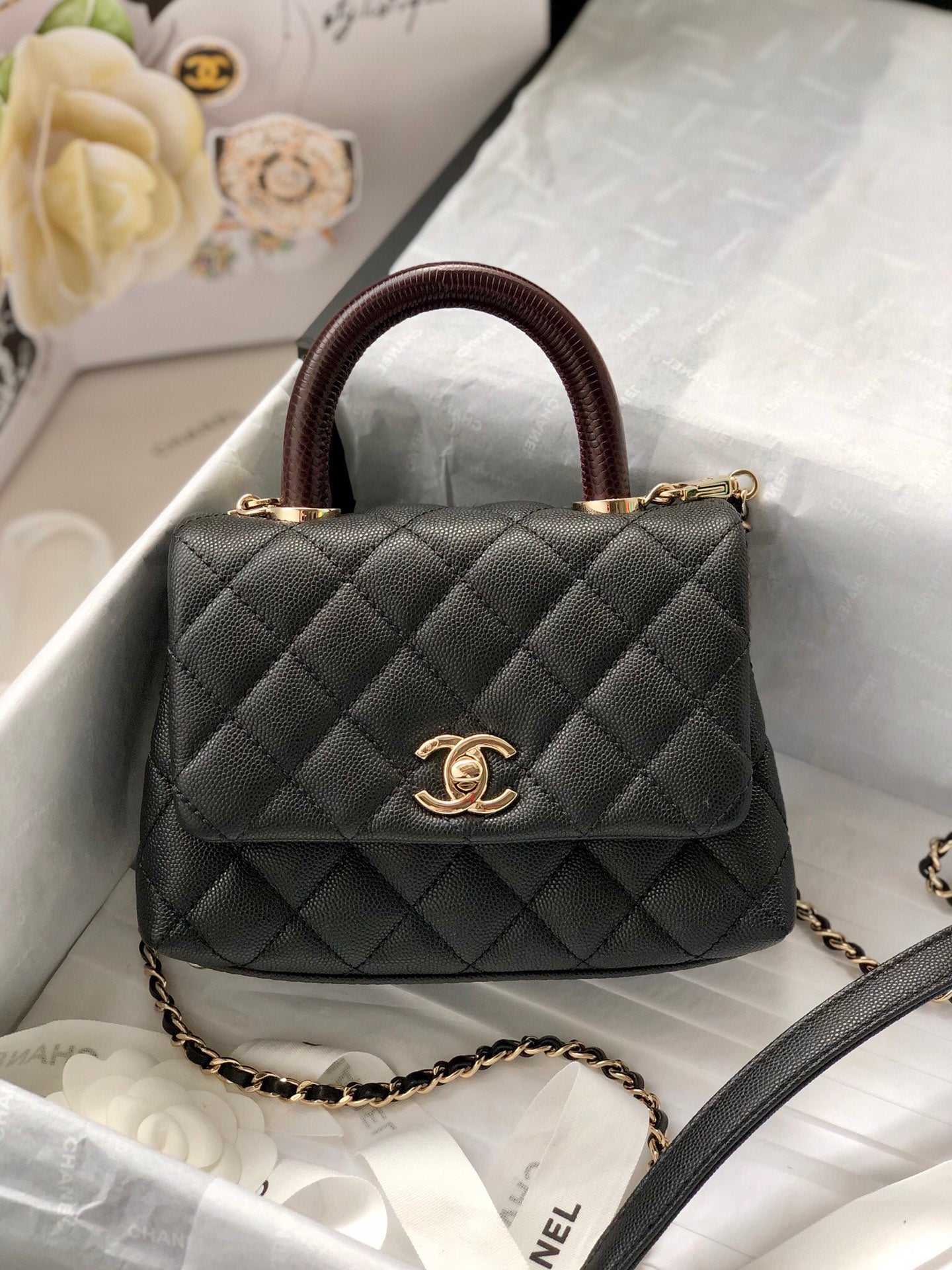 CHL Classic Flapbag 7.5in 19cm Black Mini Top Handle Mini Bag Wombeaunoirrbeaunoirr 75In19Cm