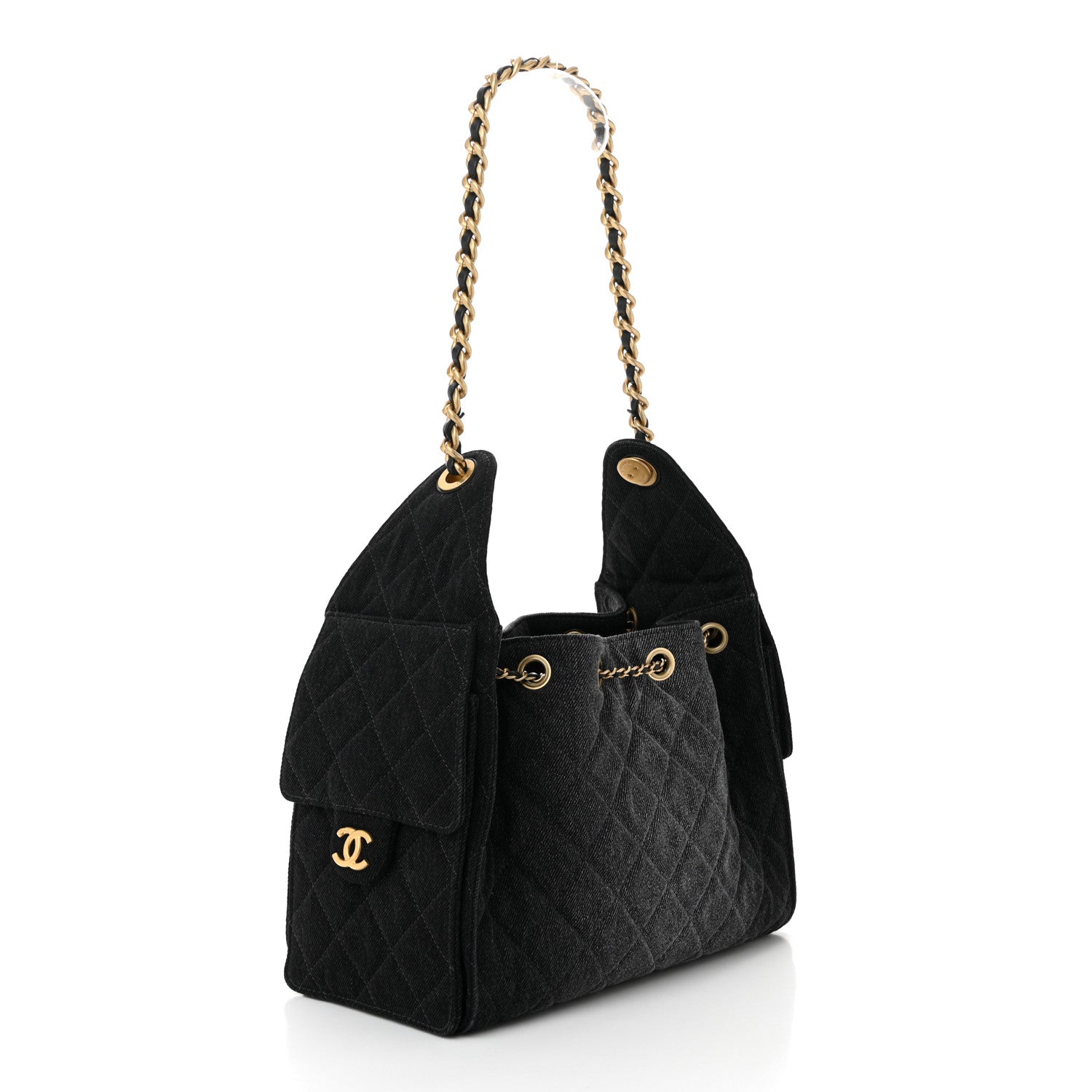 Chanel Washed Denim Quilted Small 25 Handbag Black