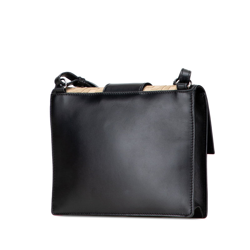 Fendi Flat Baguette Shoulder Bag Leather Canvas Shoes