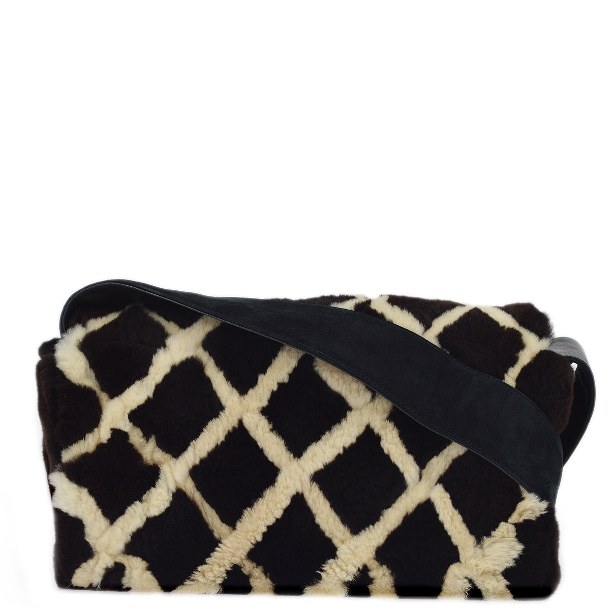 Chanel Brown Fur Suede Straight Flap Shoulder Bag