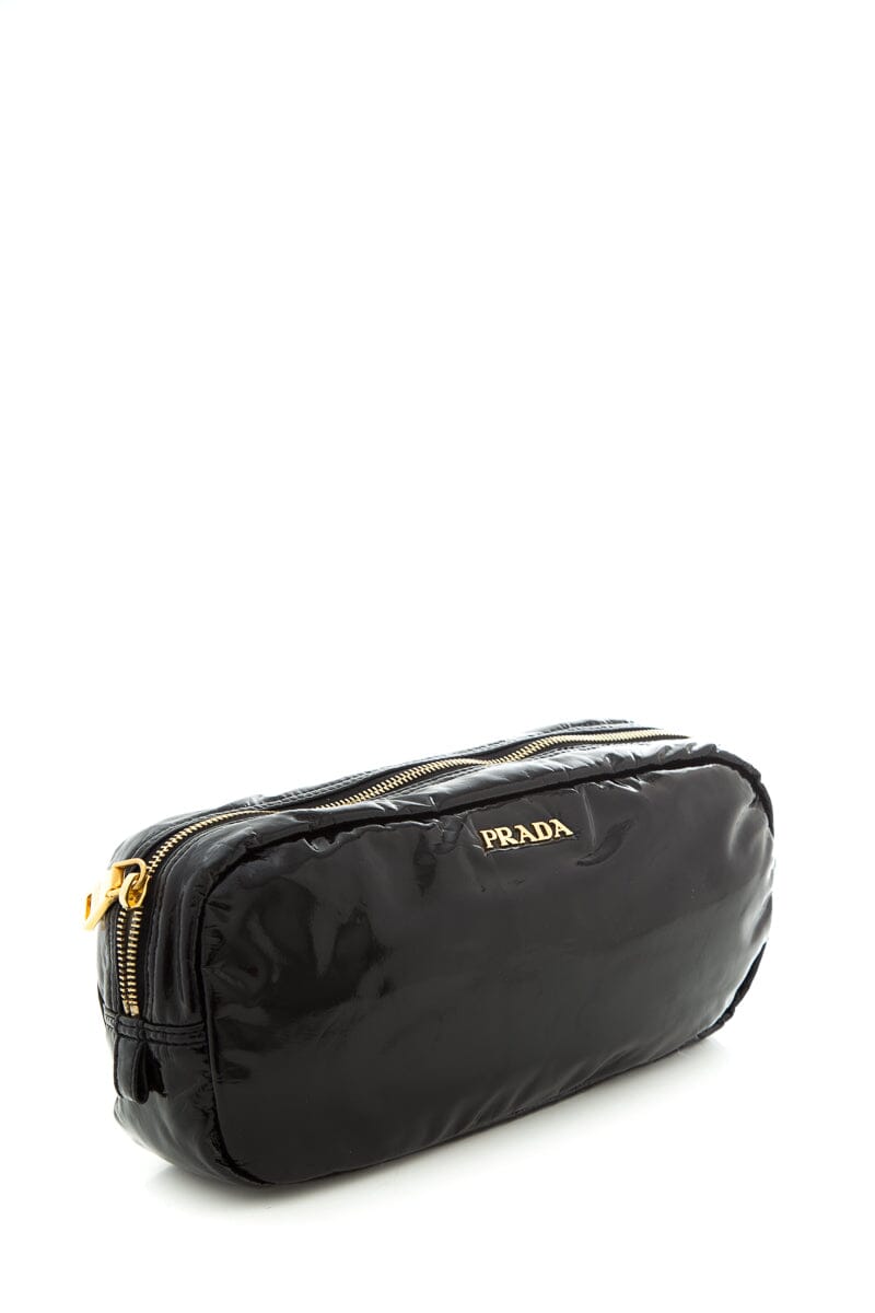 Prada Pouch Luxury Handbag Patent Black Clutch Bag