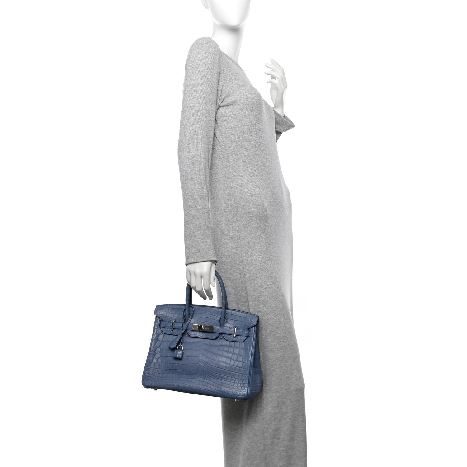 Hermes Matte Niloticus Crocodile Birkin Bleu Ciel Handbag Travel Bag