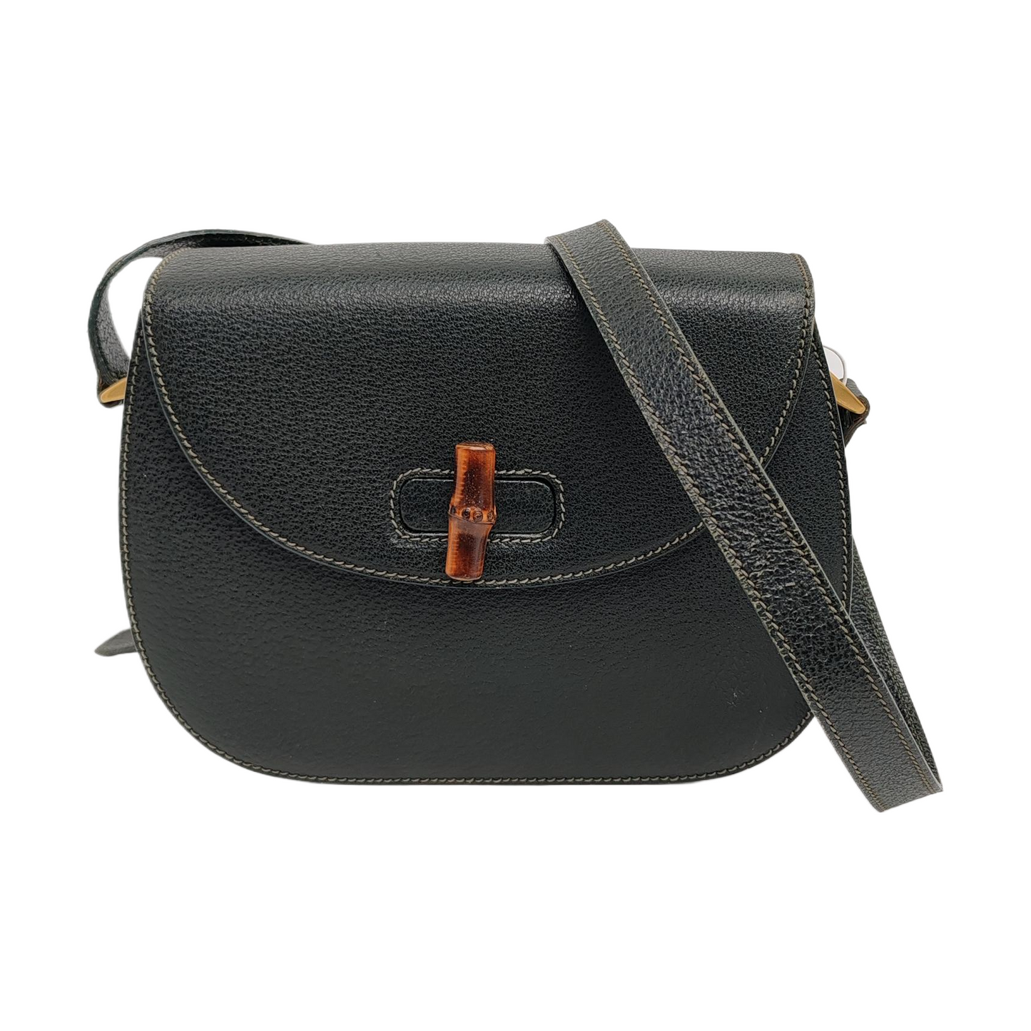 Gucci Bamboo Leather Green Medium Crossbody Bag