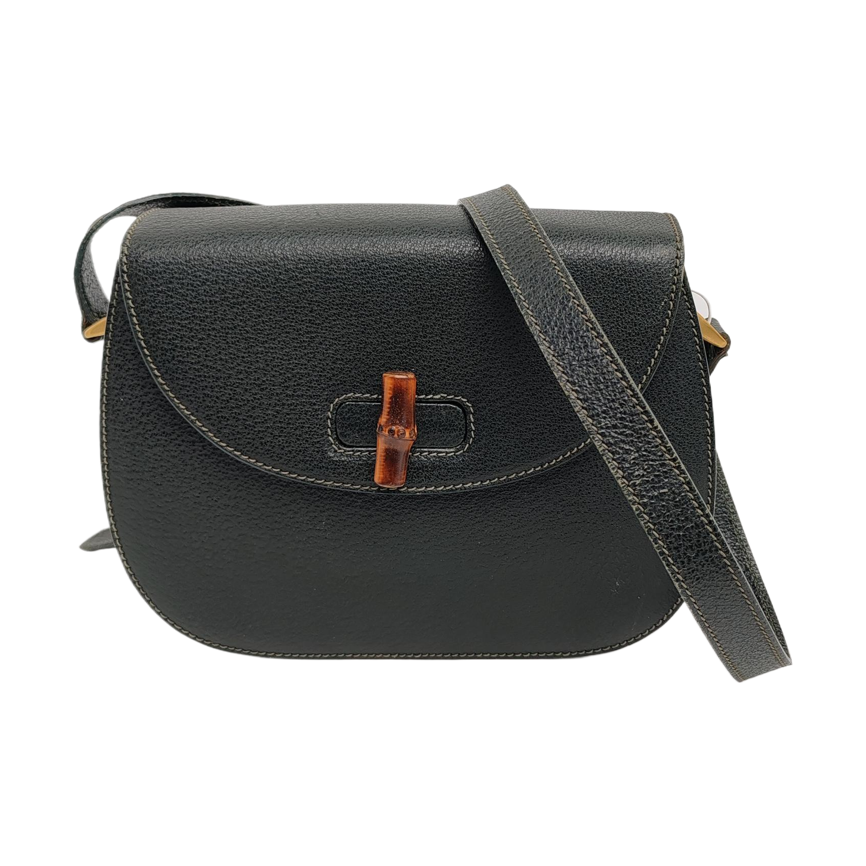Gucci Bamboo Leather Green Medium Crossbody Bag