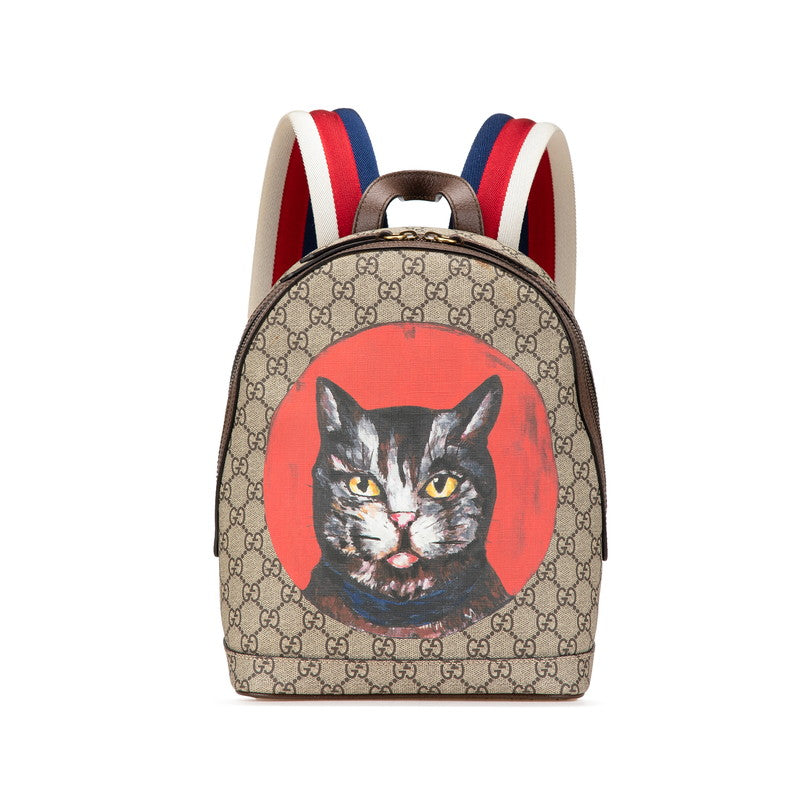 Gucci Supreme Mystic Cat Pvc Backpack Leather