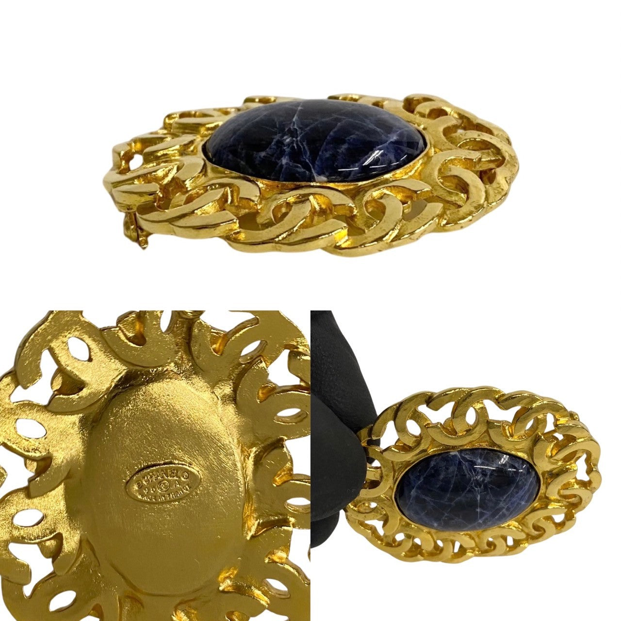 Chanel Brooch Plated Stone COCO Mark colored Gold Handbag