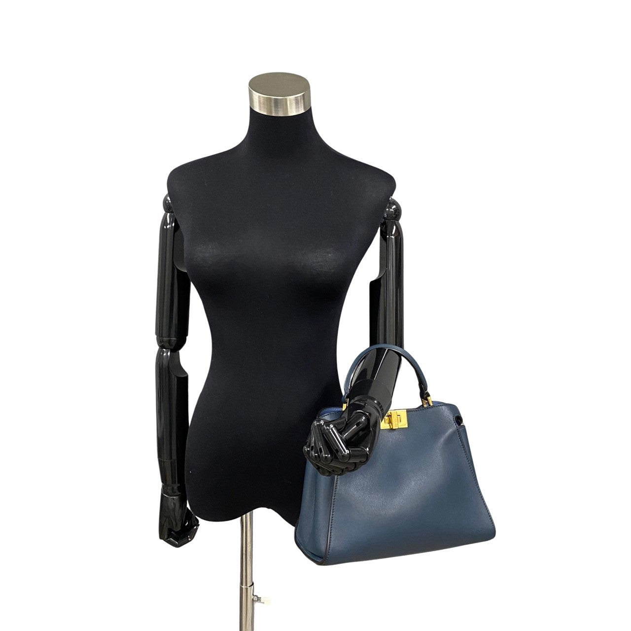Fendi Shoulder Bag Peekaboo Iconic Essential Women Leather Blue