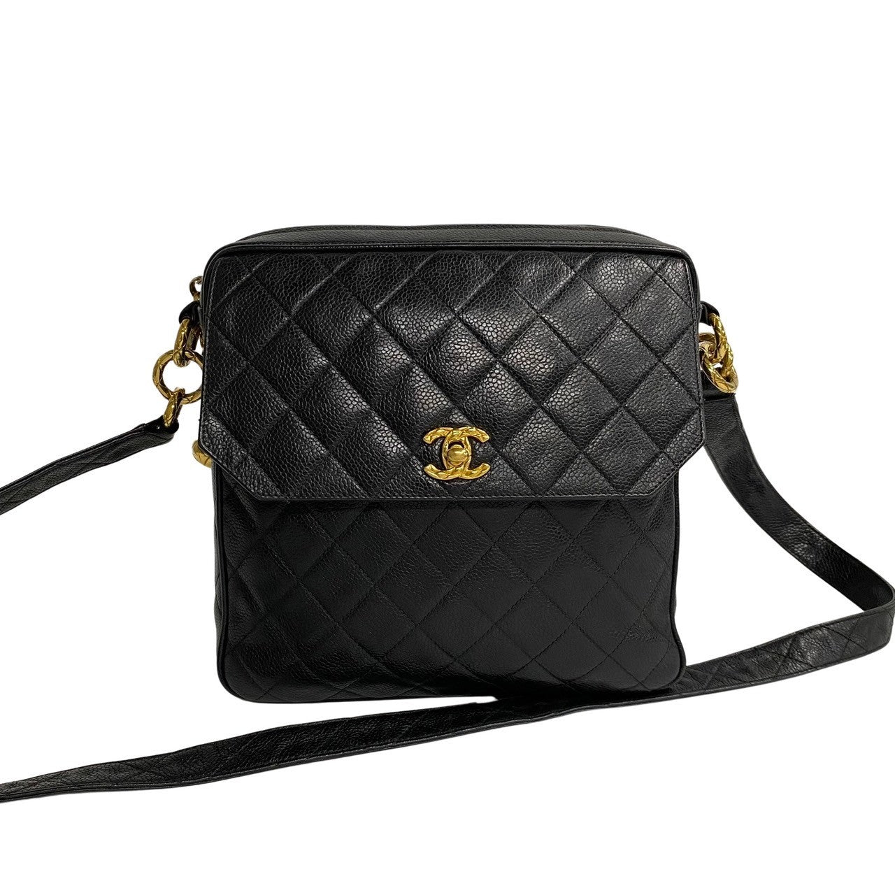 Chanel Matrasse Caviar skin Black Leather Shoulder Bag