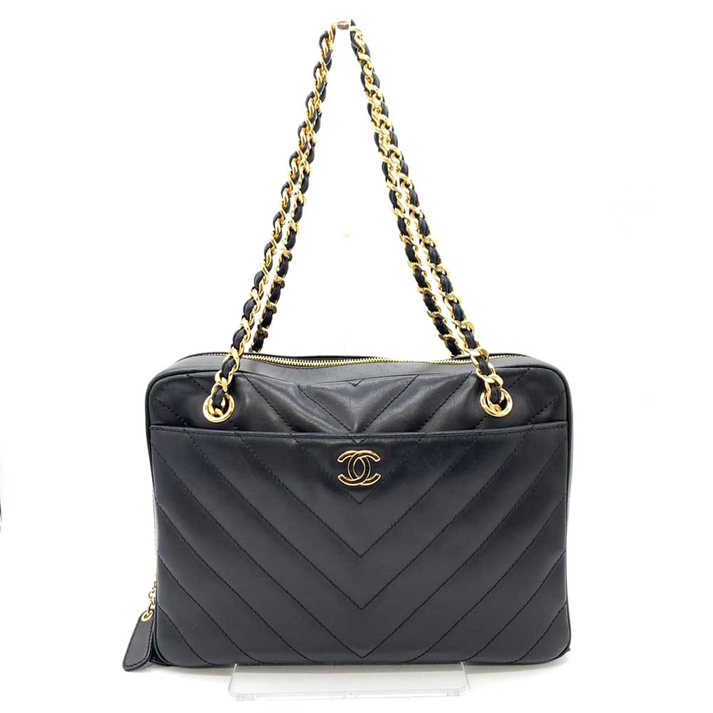 Chanel Lambskin V Stitch Chain Shoulder Bag