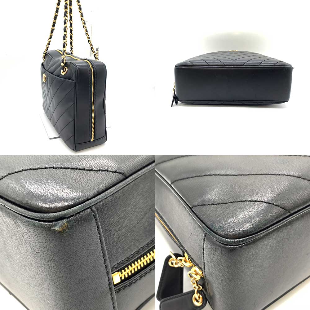 Chanel Lambskin V Stitch Chain Shoulder Bag