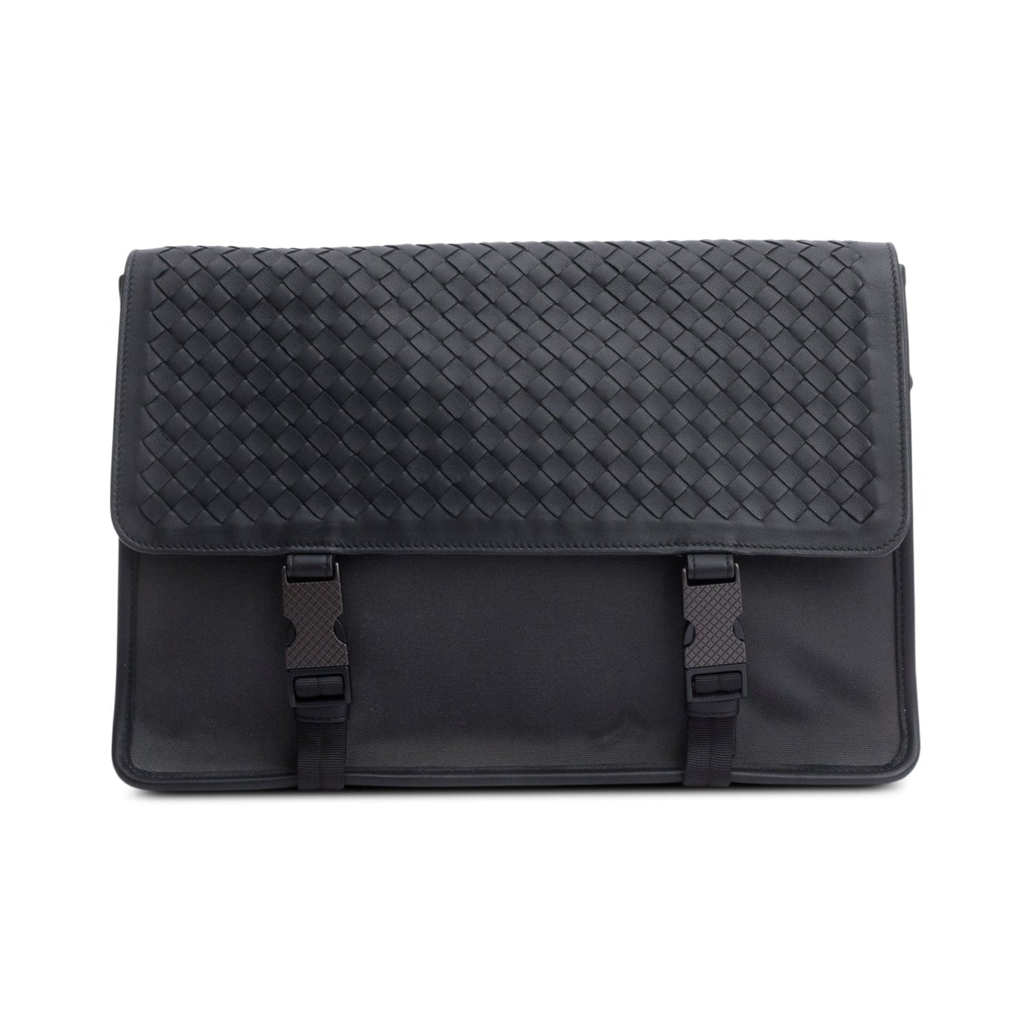 Bottega Veneta Intrecciato Flap Messenger Bag Leather Canvas Travel Bag
