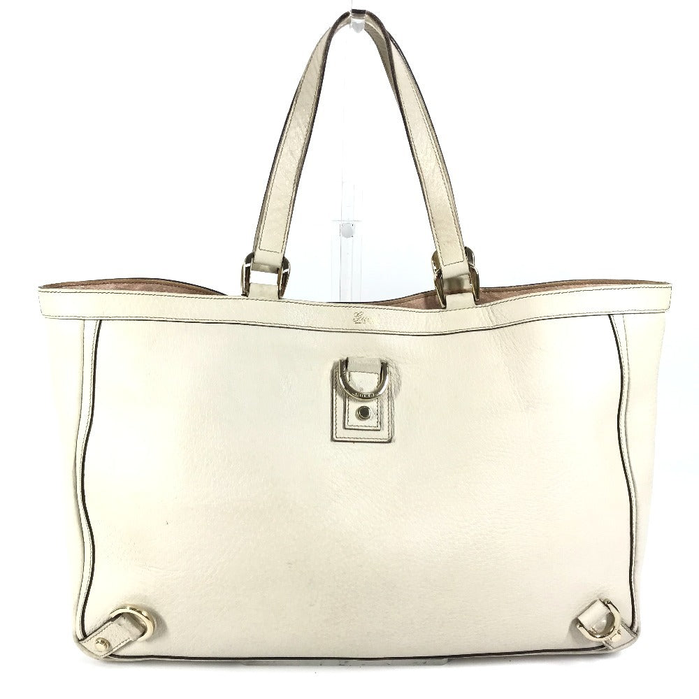 Gucci 30 Leather White Logo Tote Bag