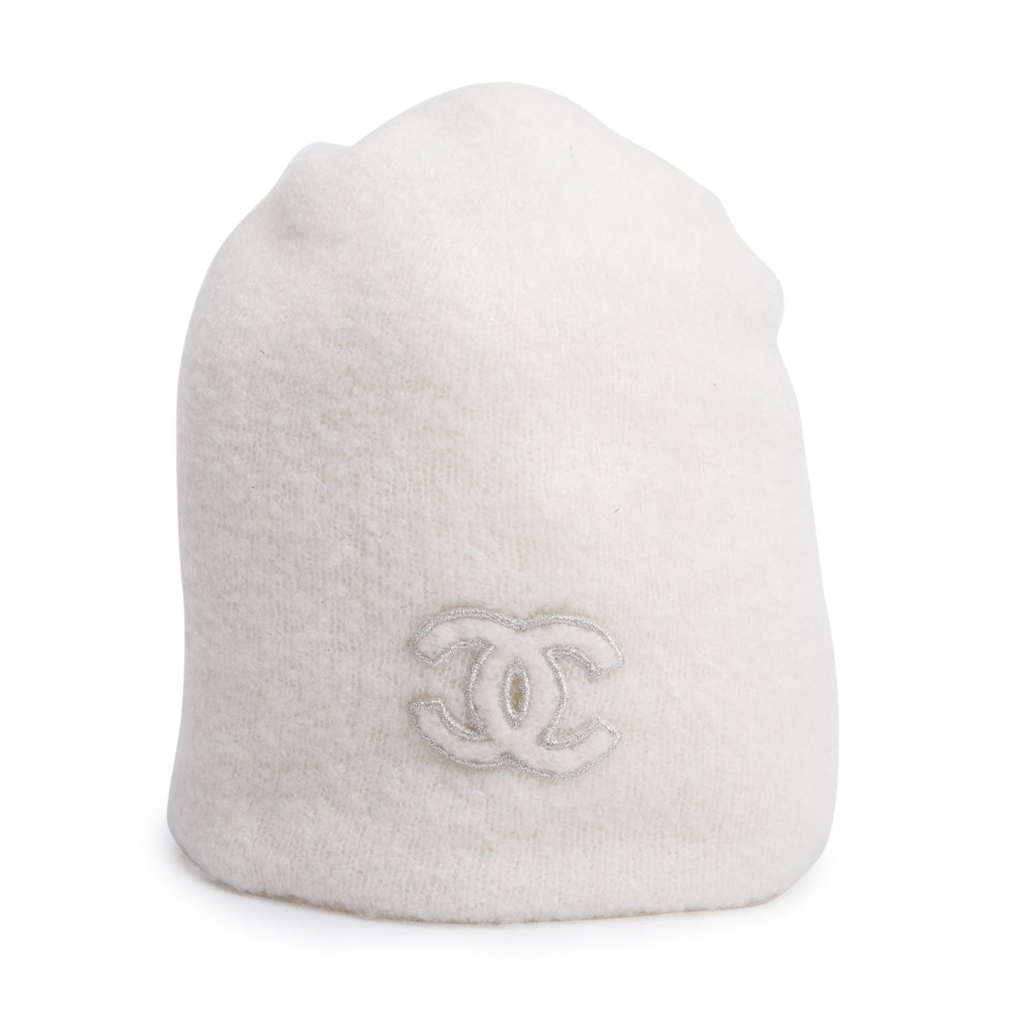 Chanel Cashmere CC Logo Beanie White Hat