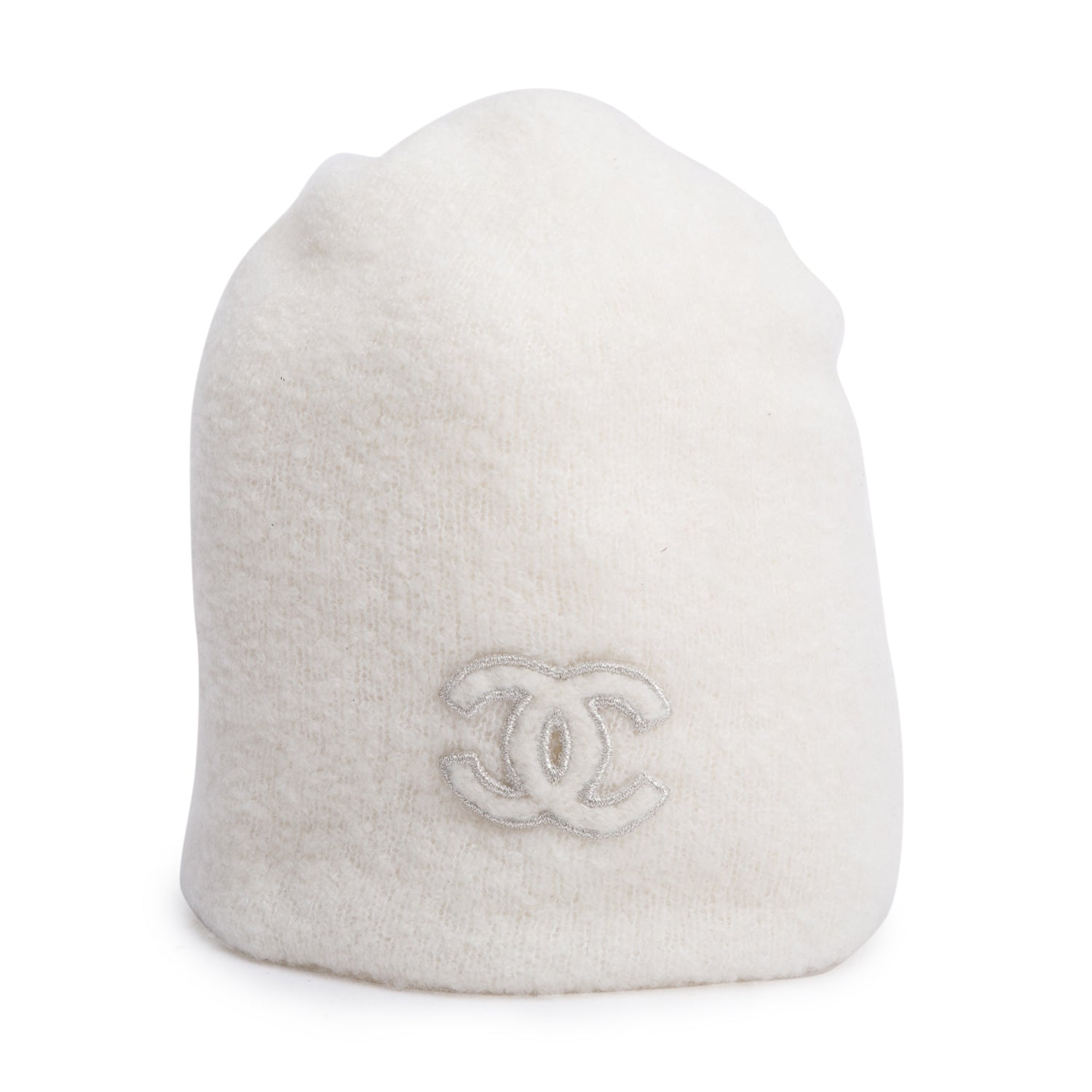 Chanel Cashmere CC Logo Beanie White Hat