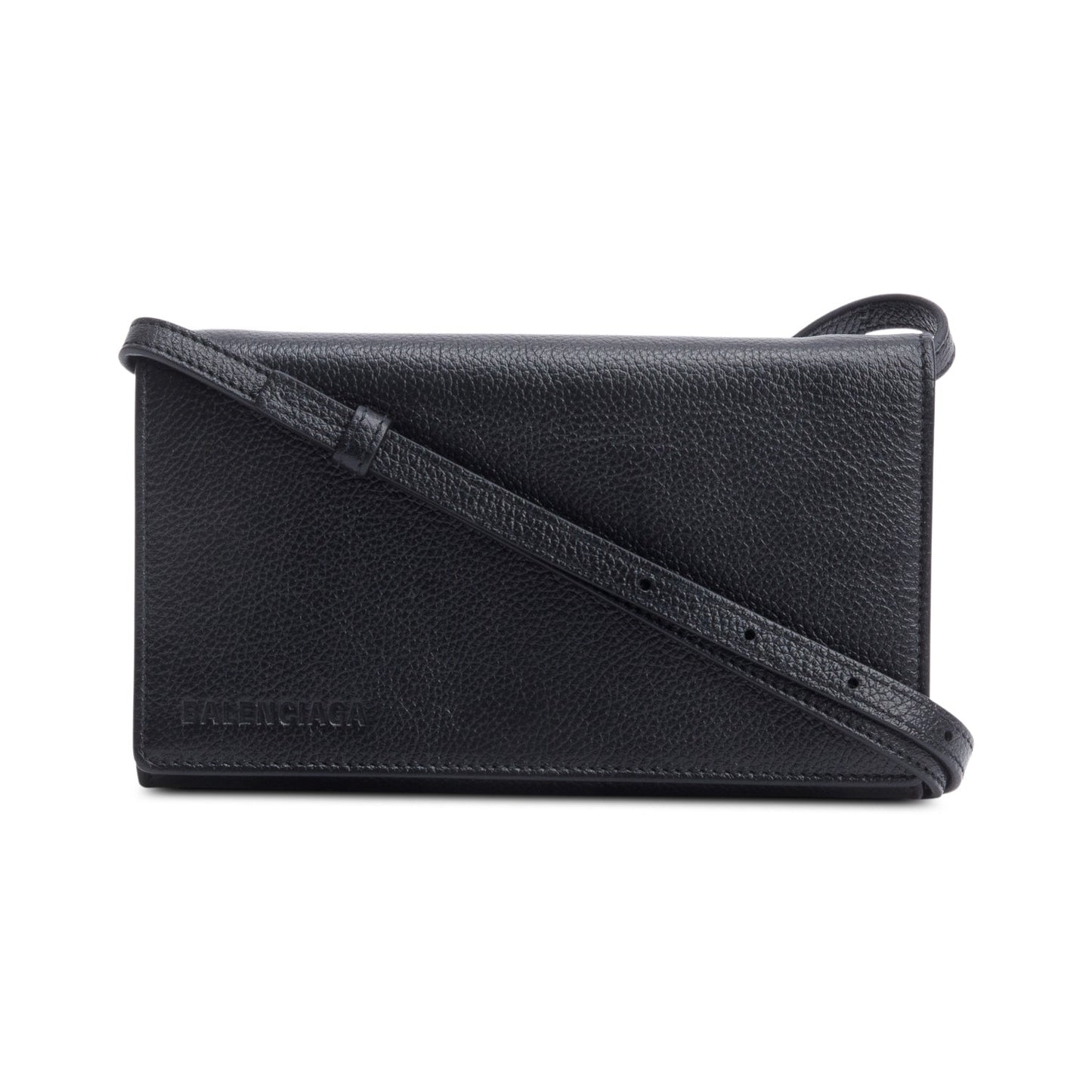 Balenciaga Calfskin Logo Flap Crossbody Leather Black Crossbody Bag