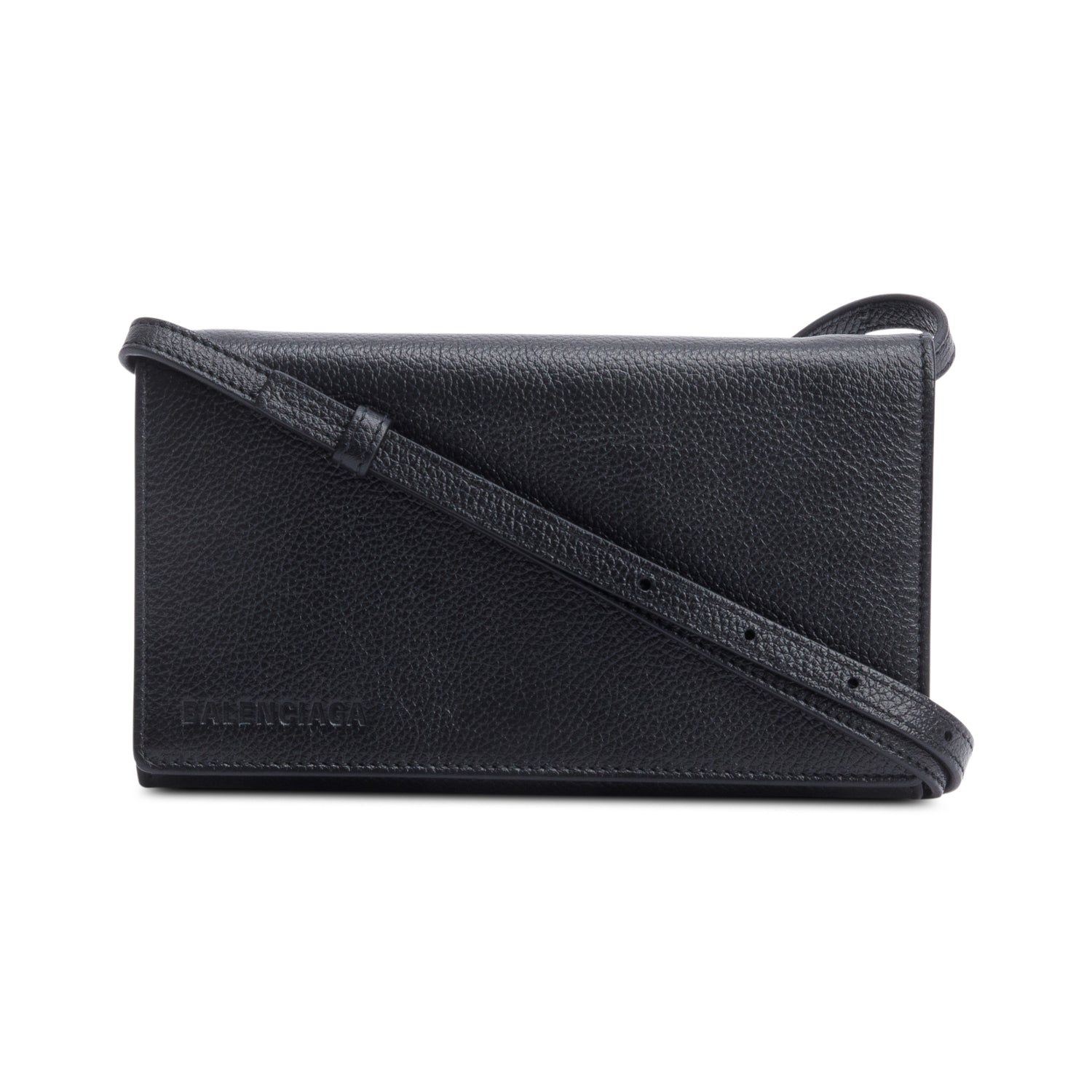 Balenciaga Calfskin Logo Flap Crossbody Leather Black Crossbody Bag