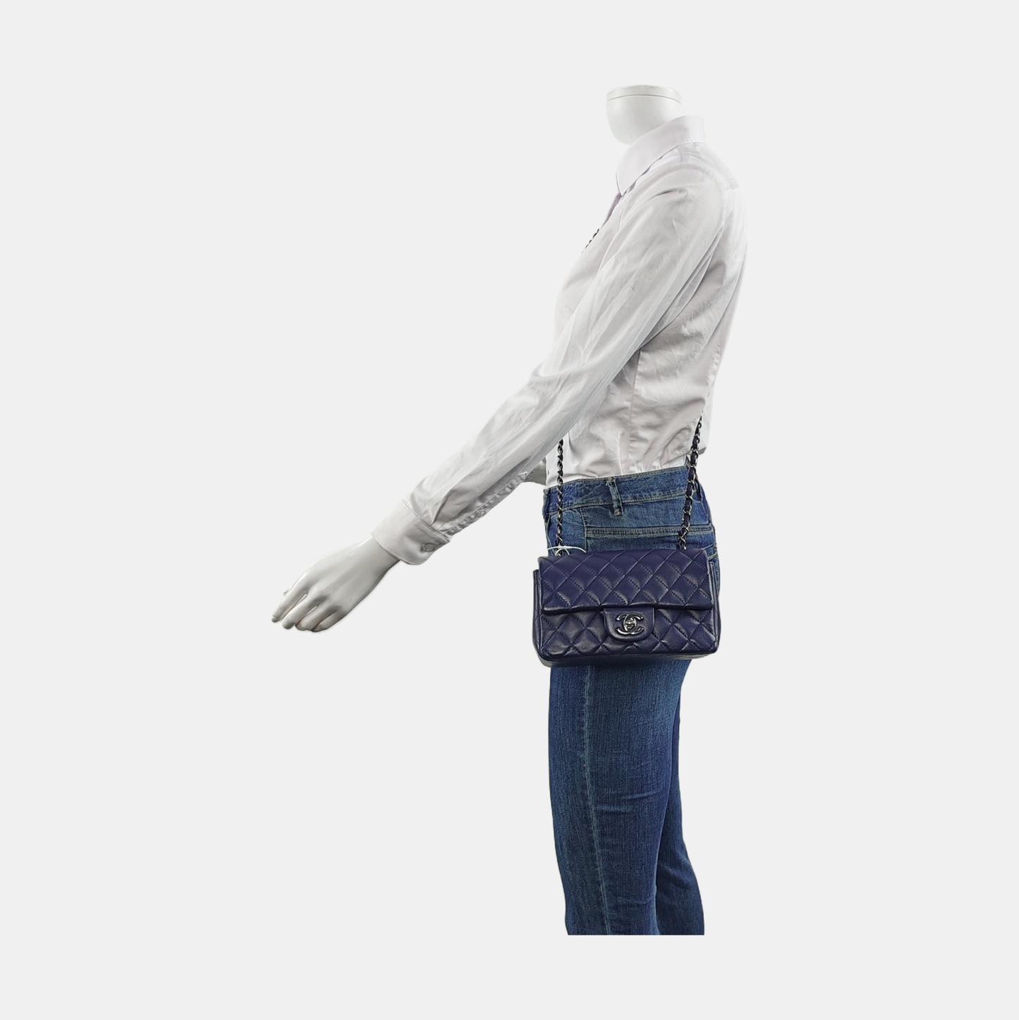Chanel Classic Flap Rectangular Purple Lambskin Hardware Silver Mini Bag