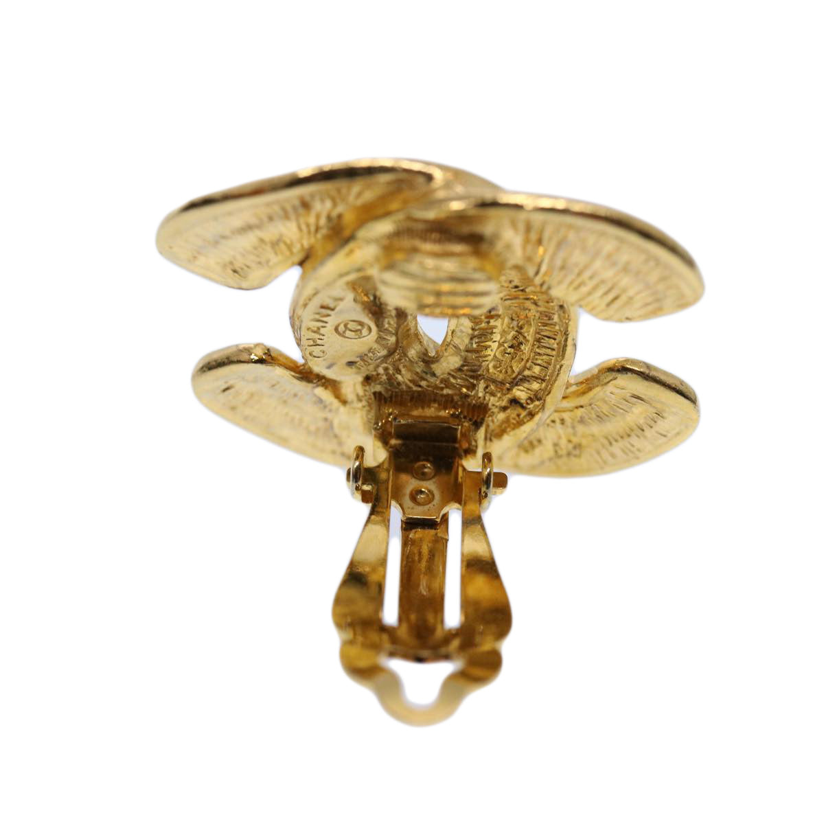 Chanel COCO Mark Earring Gold Tone CC Auth 60078A