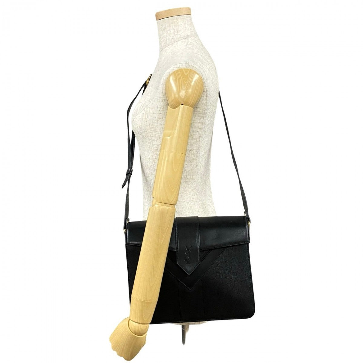 YSL Saint Laurent Yves Shoulder Bag Women Leather Black Logo 600I633427