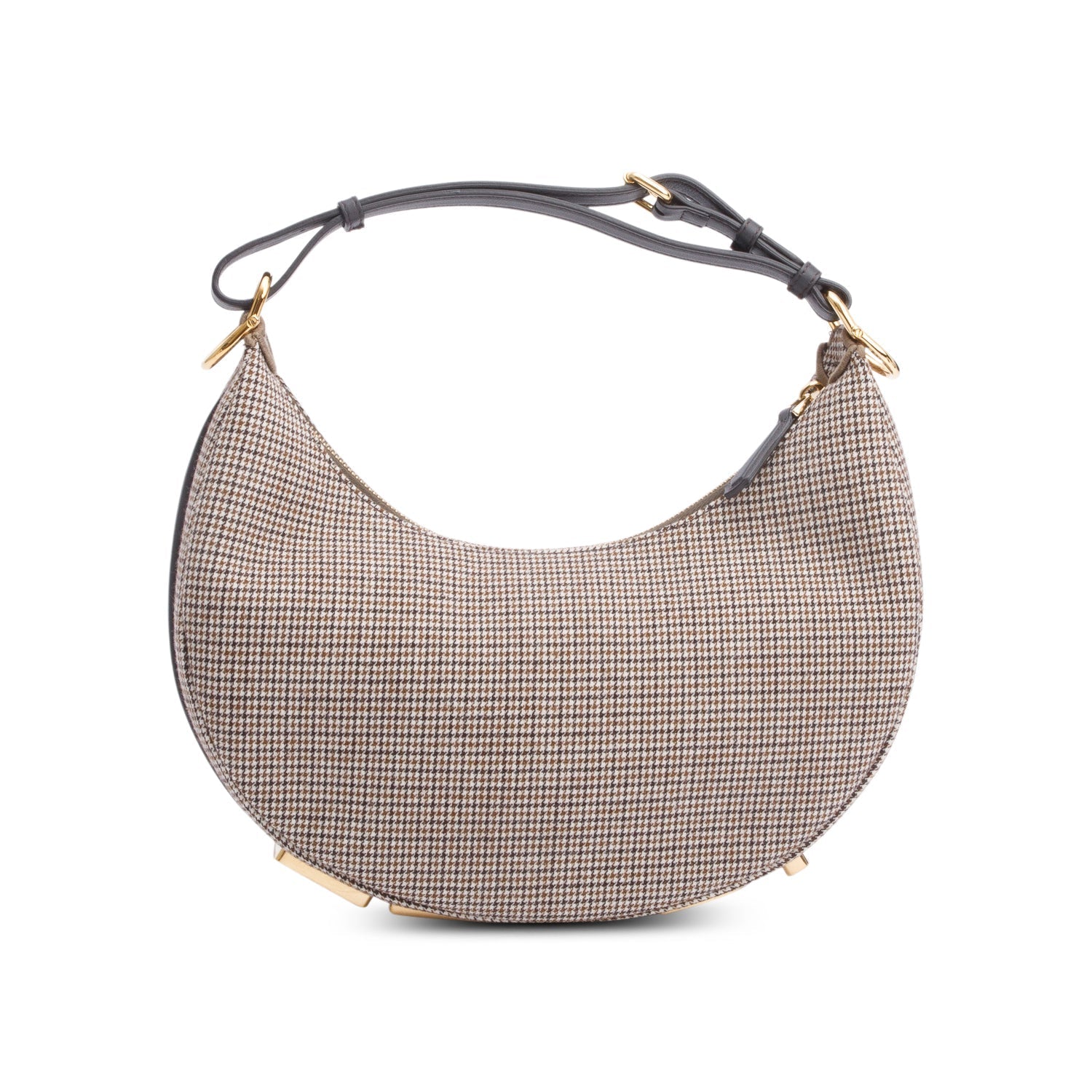 Fendi Houndstooth Wool graphy Bag Brown Small Travel Bag