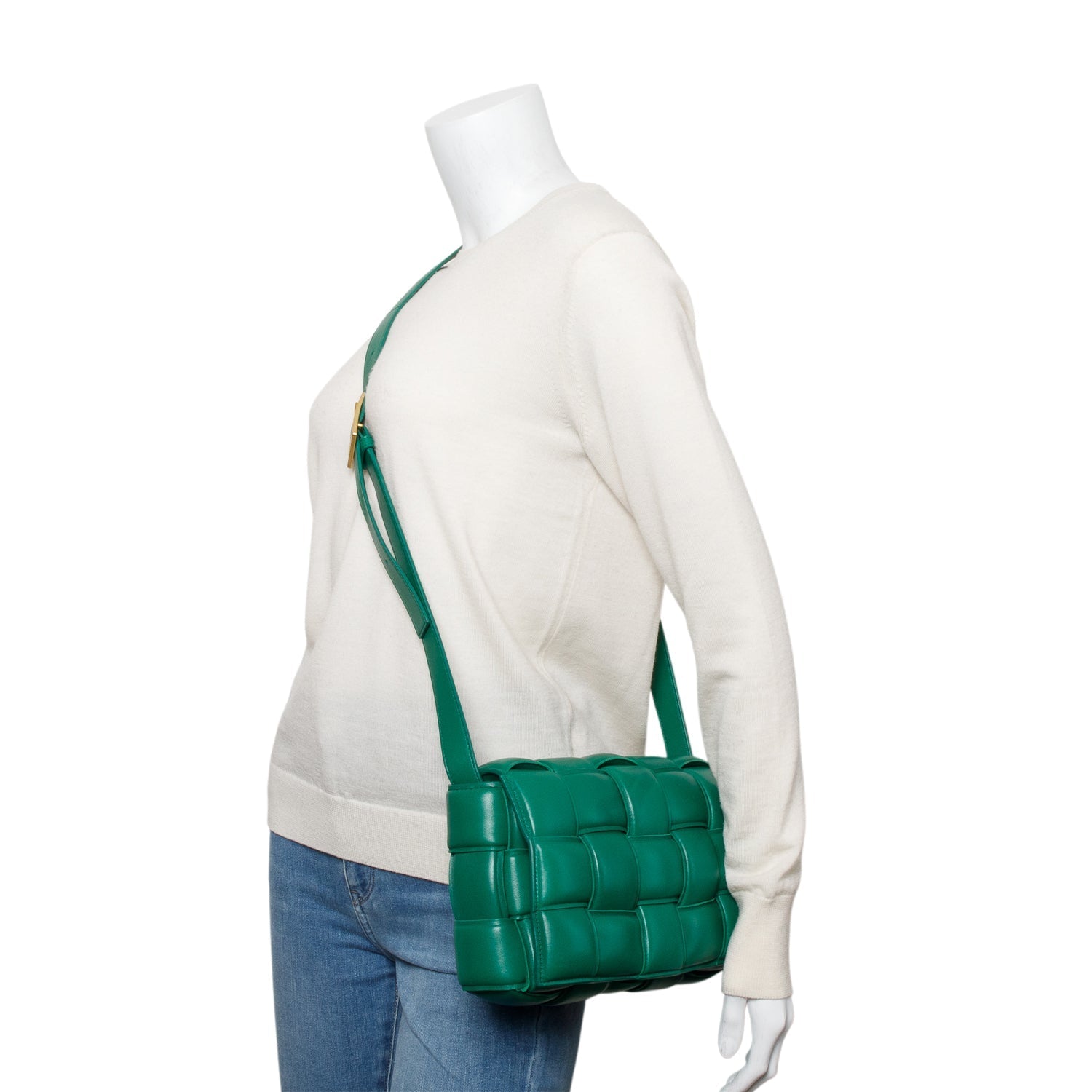 Bottega Veneta Nappa Maxi Intreccio Padded Cassette Crossbody Bag Green