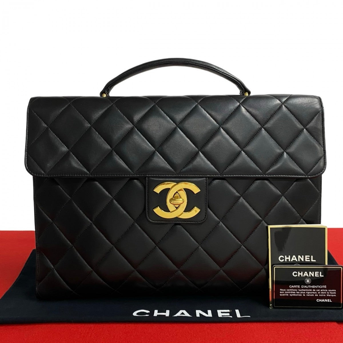 Chanel Business lambskin COCO Mark Matrasse Black Handbag