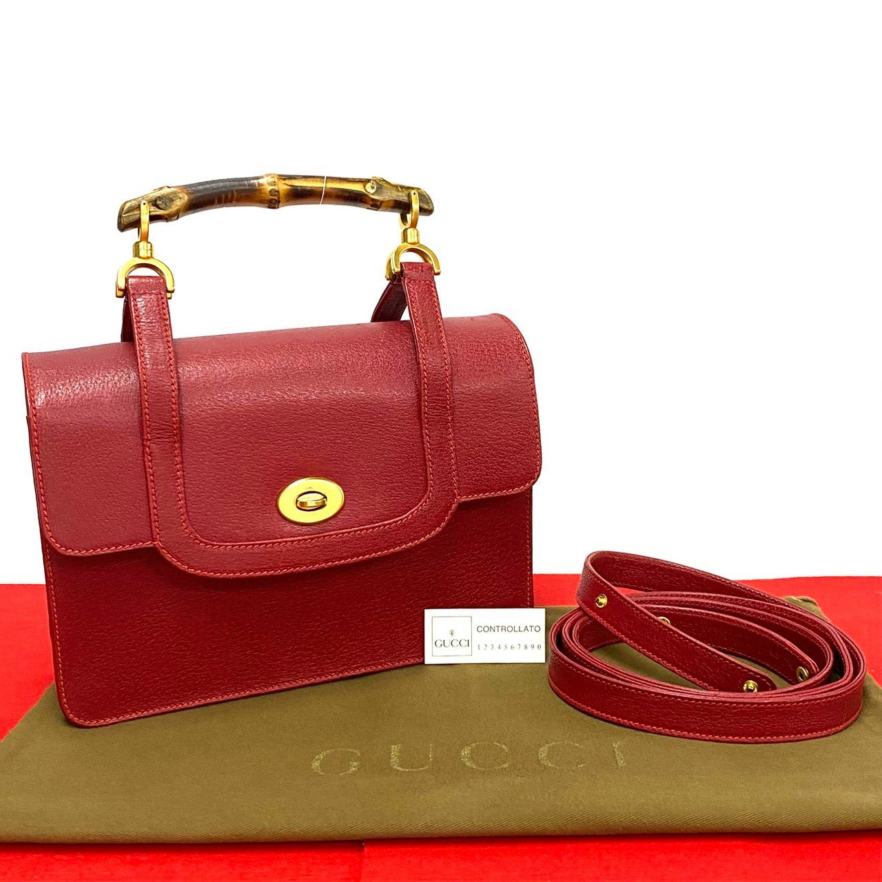 Gucci Bamboo 2Way Bag Leather Travel Bag Bag 20