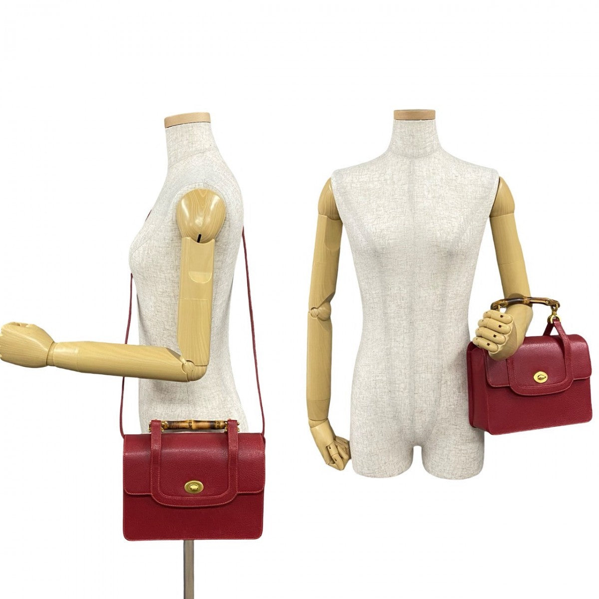 Gucci Bamboo Old Leather Red Shoulder Bag