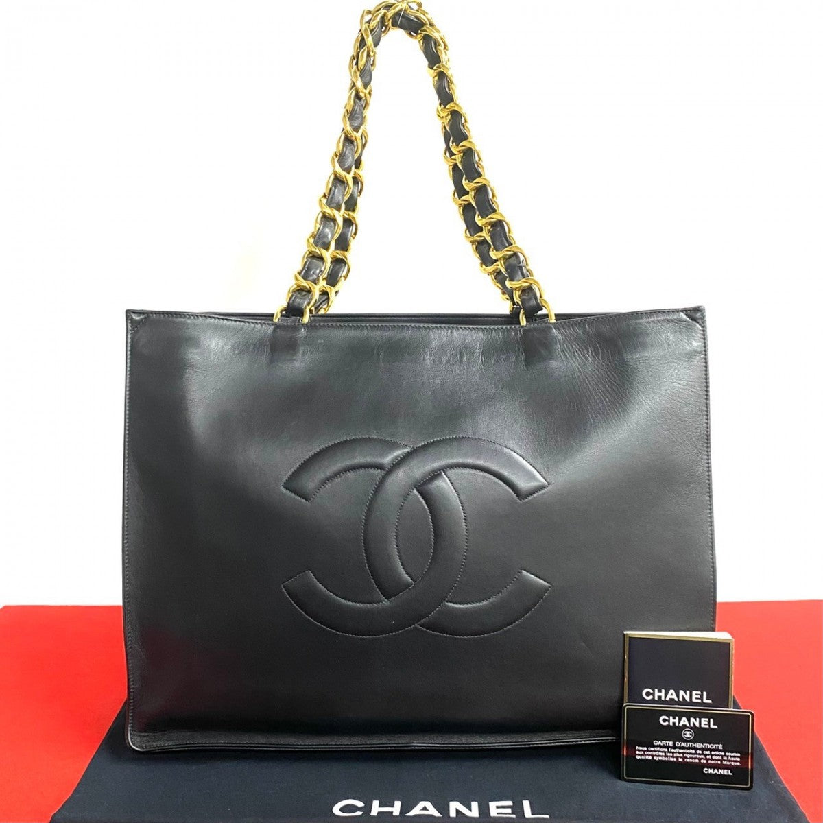 Chanel lambskin Big Coco Black Tote Bag