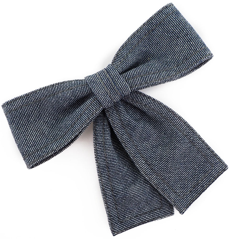 Chanel Brooch Cotton denim ribbon Blue Handbag