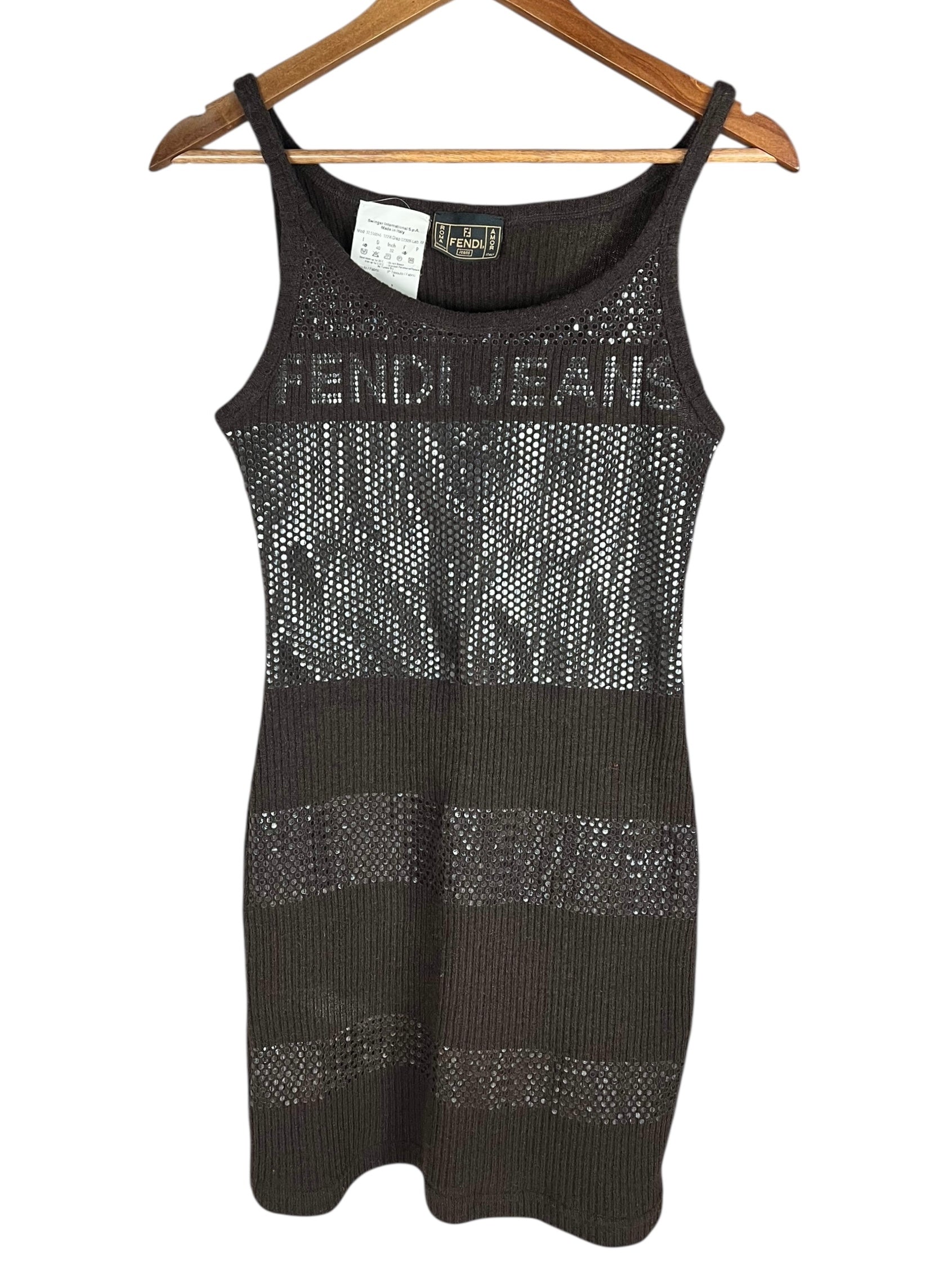 Fendi Handbag Jeans Knit Dress Brown
