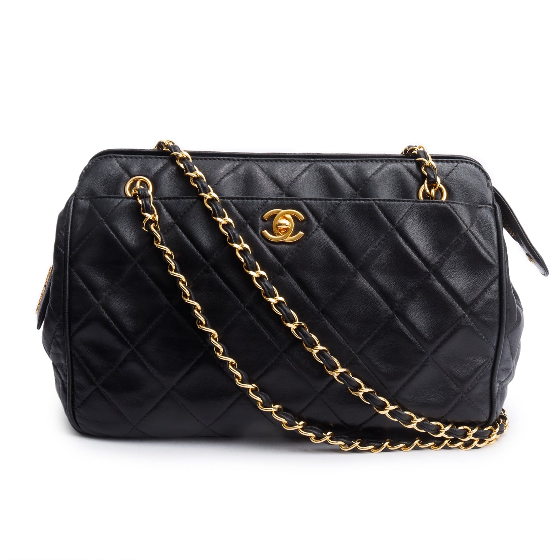 Chanel Quilted CC Leather Lambskin Travel Bag