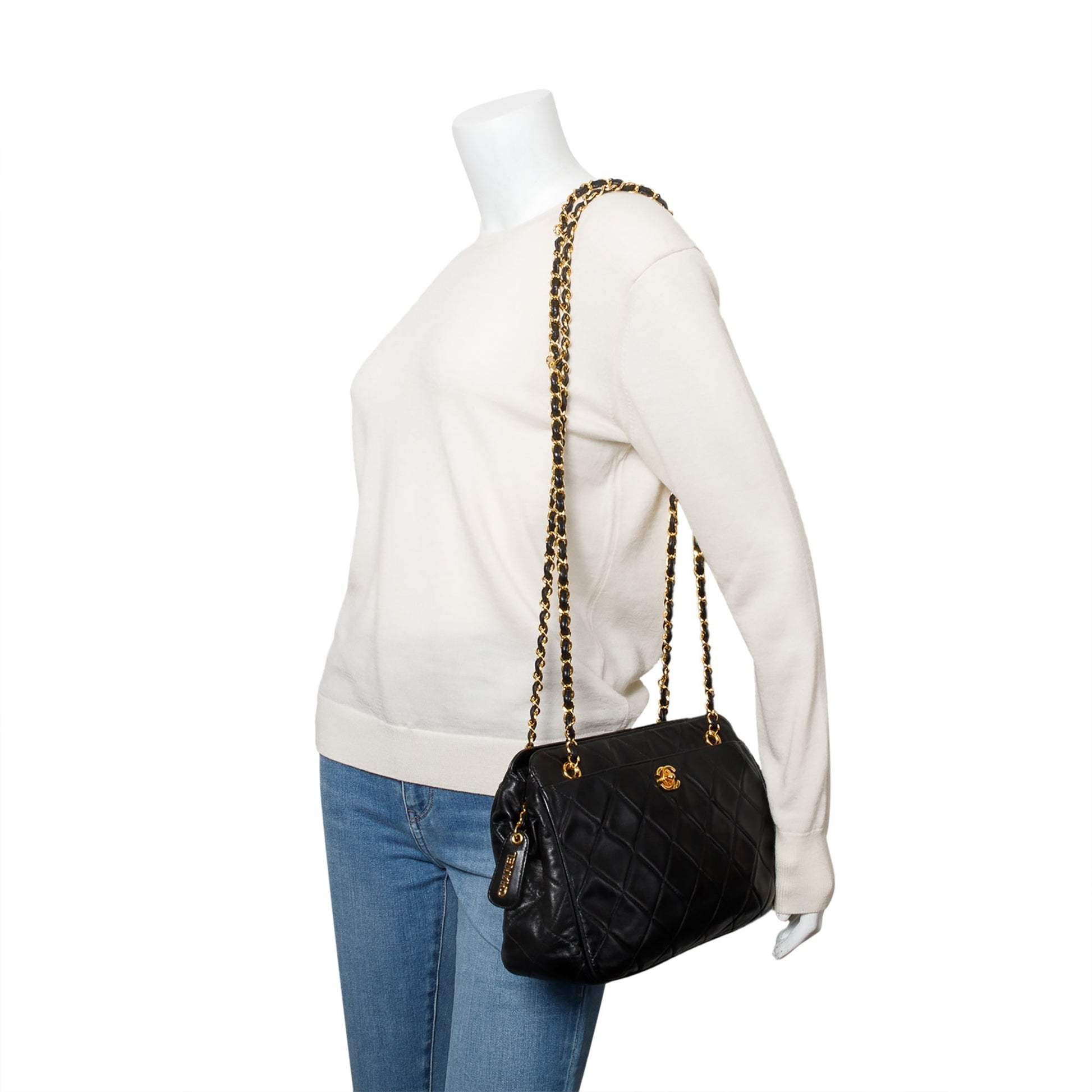 Chanel Quilted CC Leather Lambskin Travel Bag