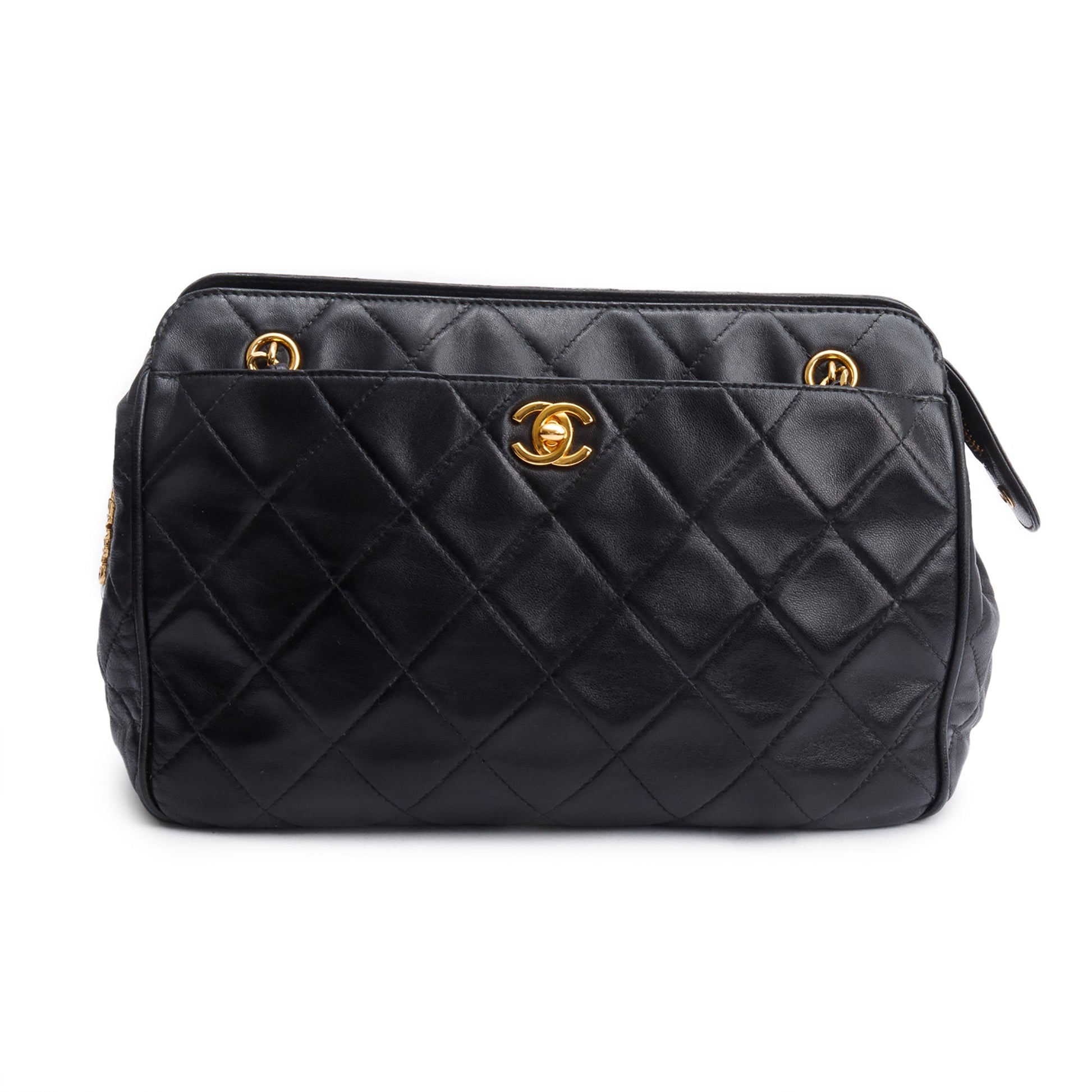 Chanel Quilted CC Leather Lambskin Travel Bag