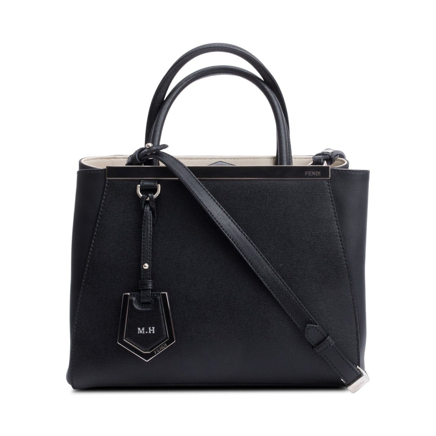 Fendi Vitello Elite Petite 2Jours Tote Leather Black Tote Bag