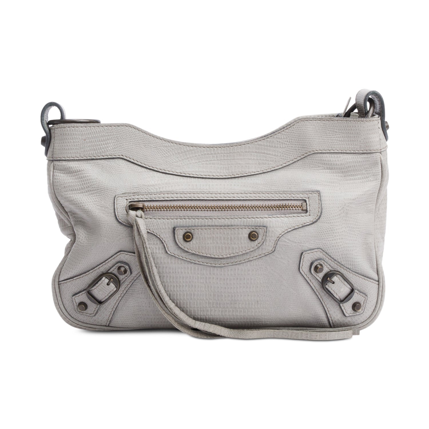 Balenciaga Grey Agneau Classic Motorcycle Hip Crossbody Leather Crossbody Bag