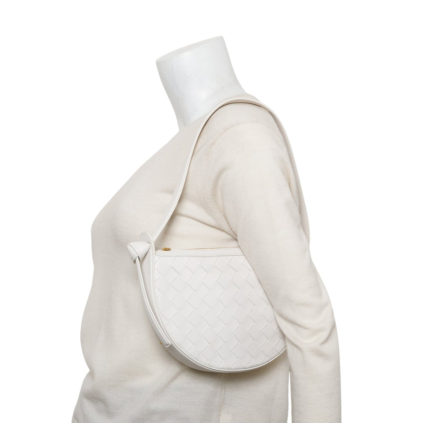 Bottega Veneta Intrecciato Sunrise Bag Leather White Travel Bag