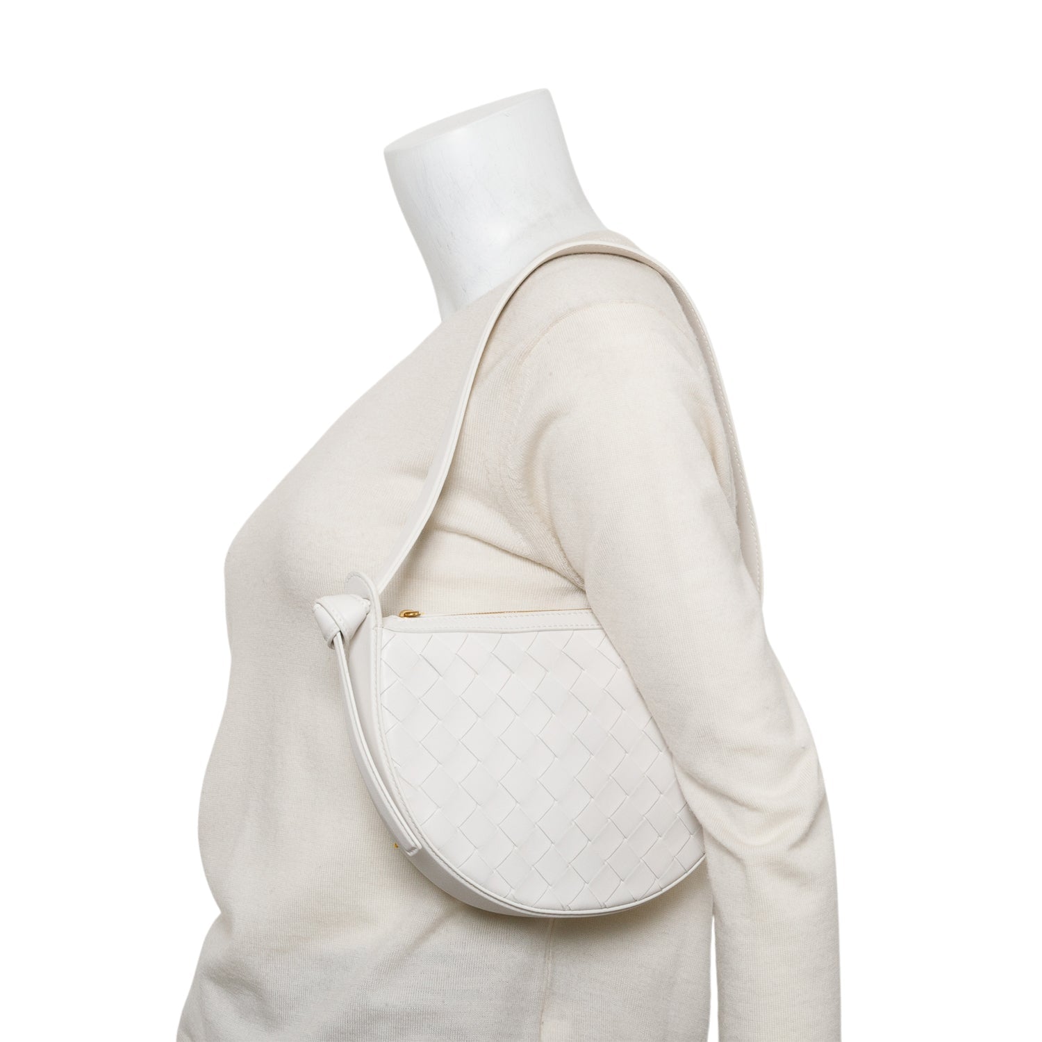 Bottega Veneta Intrecciato Sunrise Bag Leather White Travel Bag