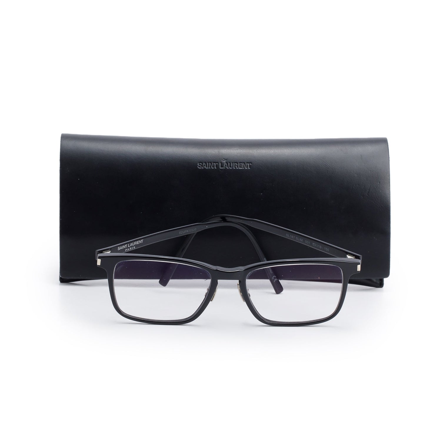 YSL Saint Laurent Metal Sl Slim Eyeglasses Travel Bag Black