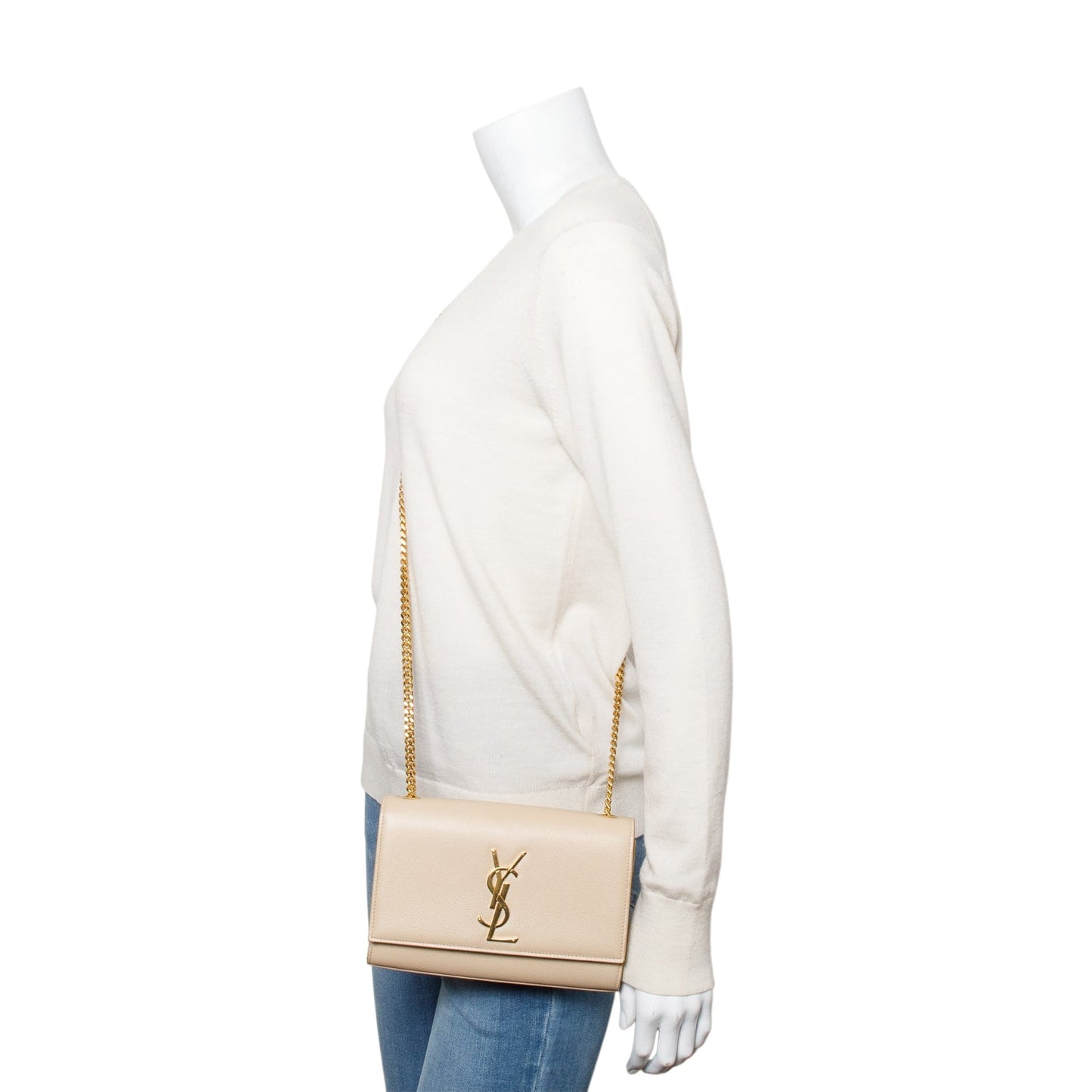 YSL Saint Laurent Nude Grain De Poudre Kate Bag Leather Monogram Travel Bag