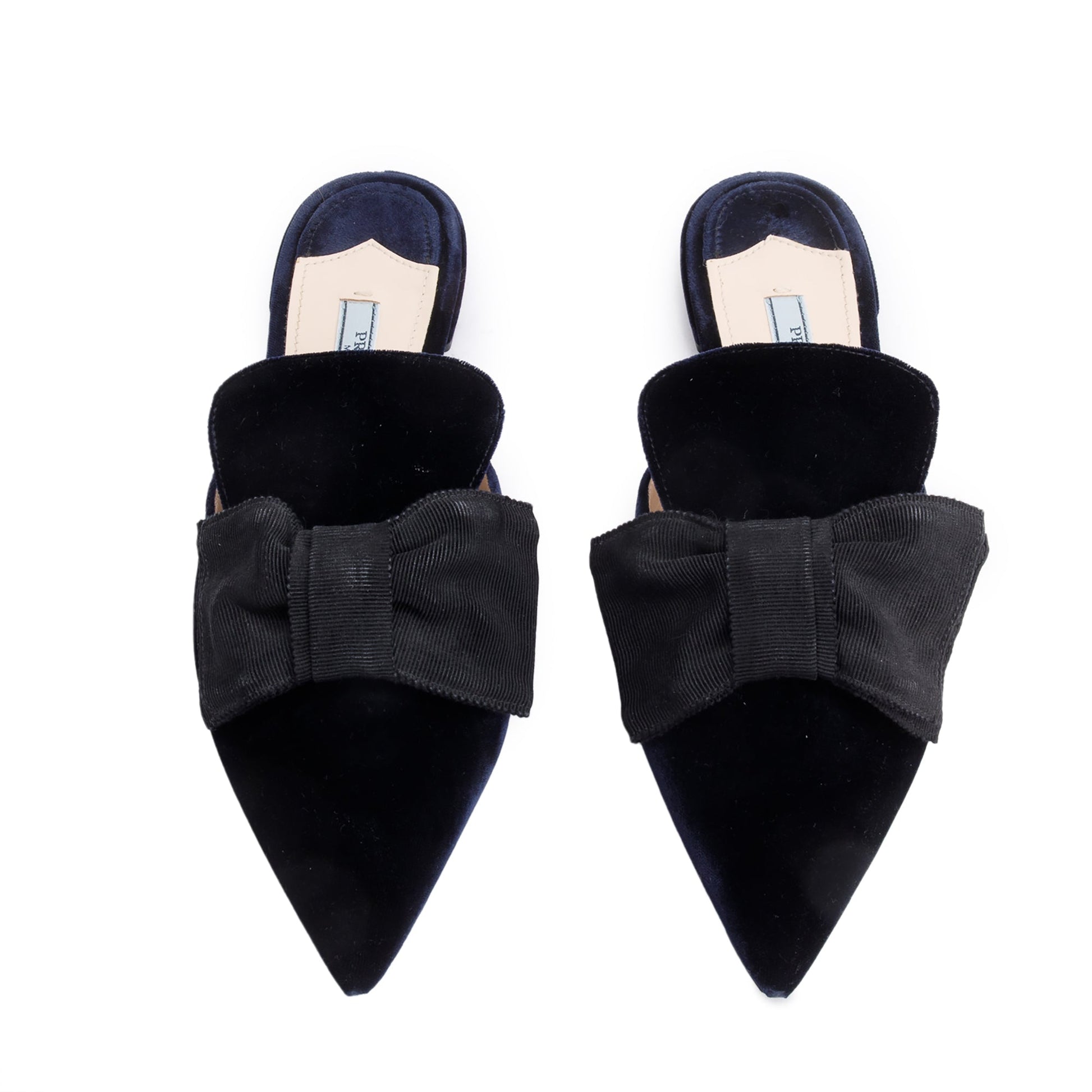 Prada Velvet Bow Accent Mules, Size Handbag Black Travel Bag