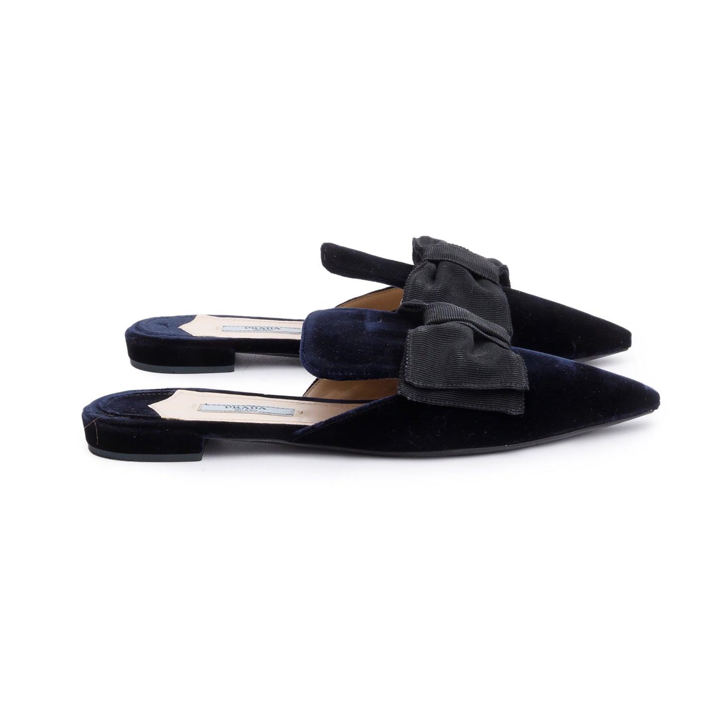 Prada Velvet Bow Accent Mules, Size Handbag Black Travel Bag