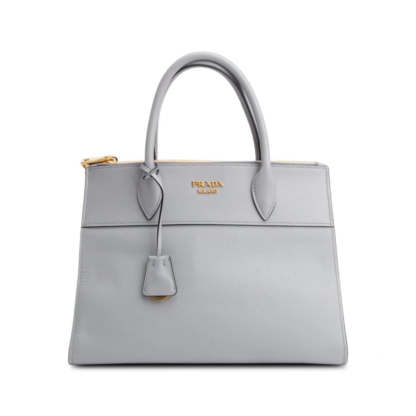 Prada Grey Saffiano & City Calf Paradigme Tote Leather Small Tote Bag