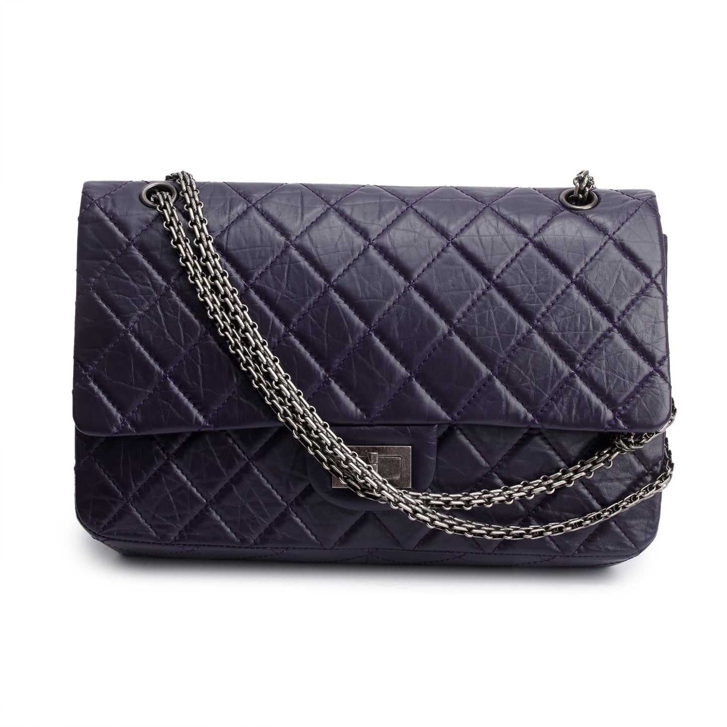 Chanel Purple Quilted 2.55 Reissue 227 Leather Calfskin Travel Bag