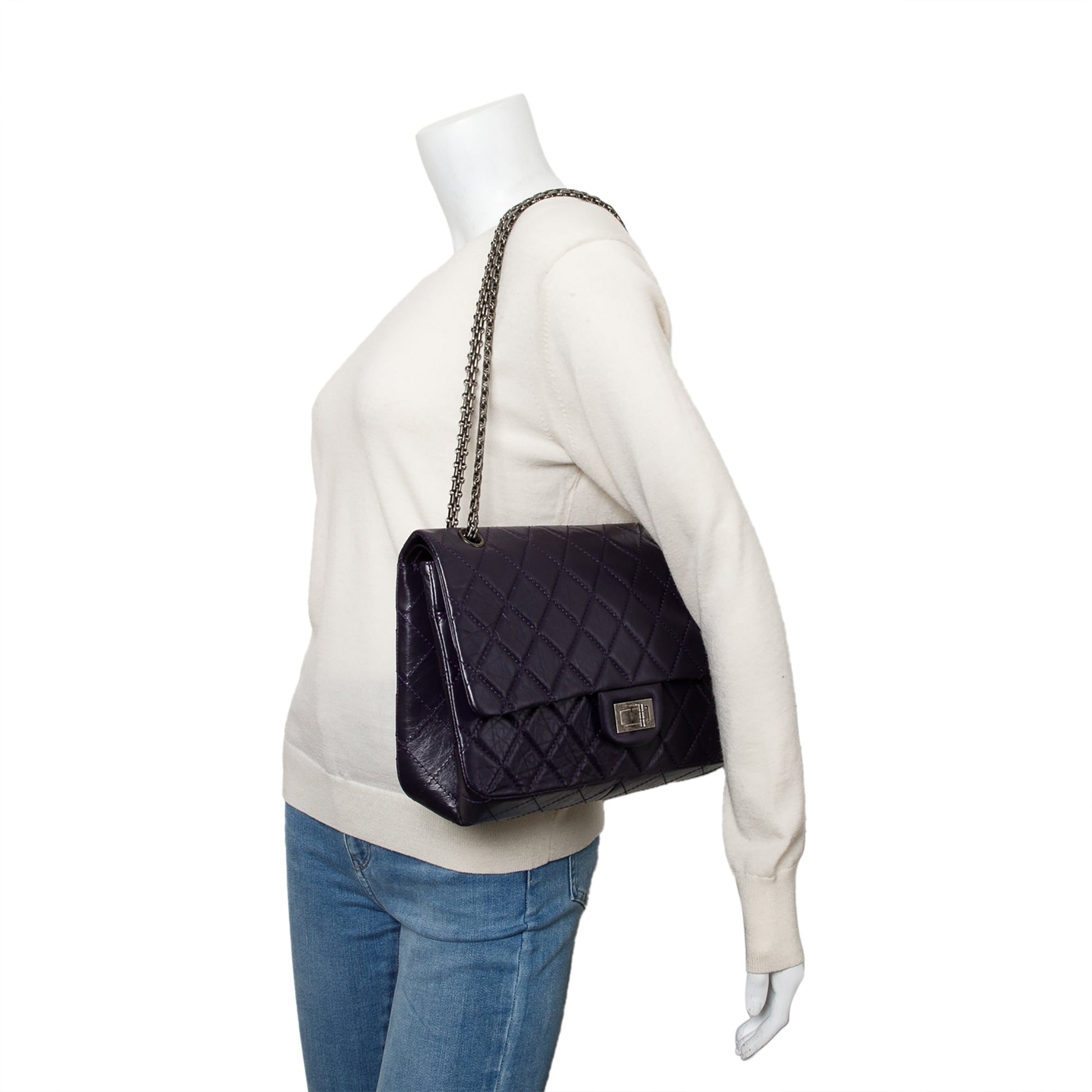 Chanel Purple Quilted 2.55 Reissue 227 Leather Calfskin Travel Bag