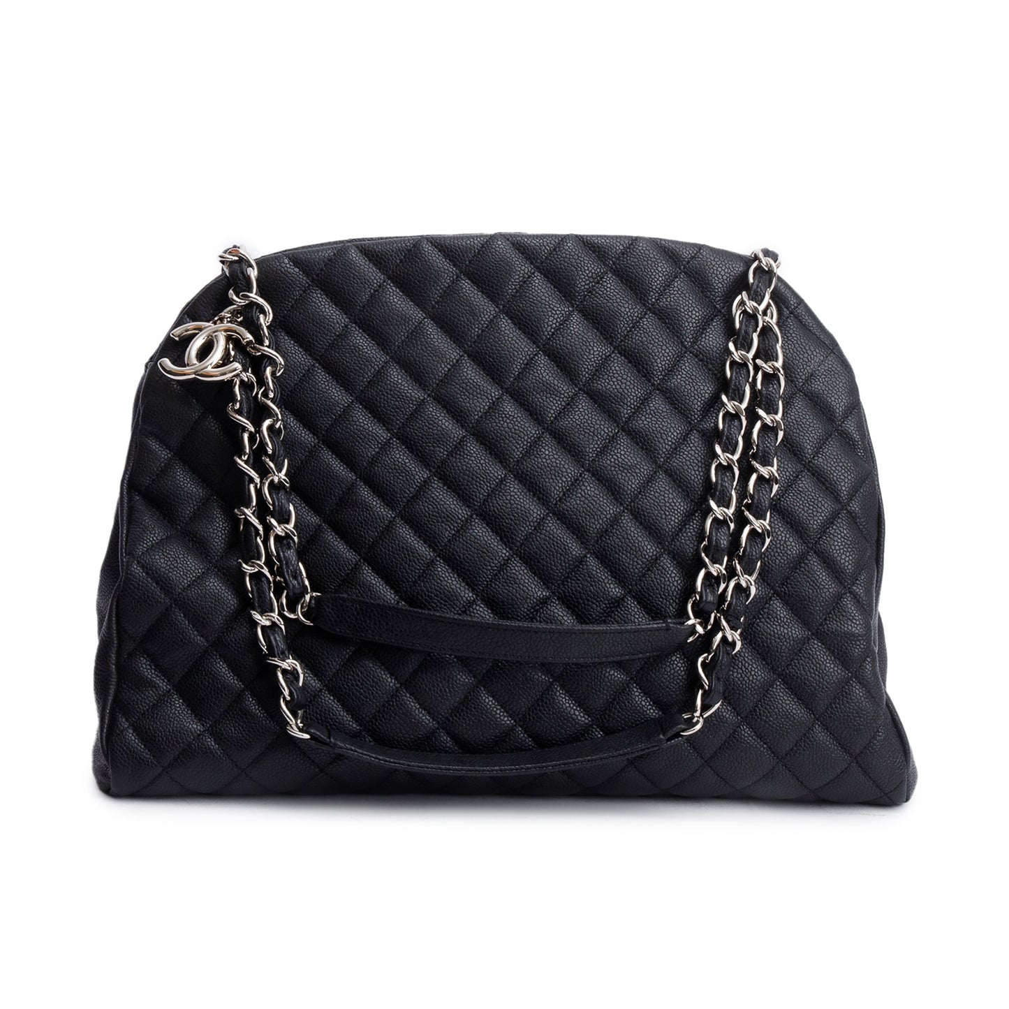 Chanel Caviar Just Mademoiselle Bowler Leather Black Travel Bag