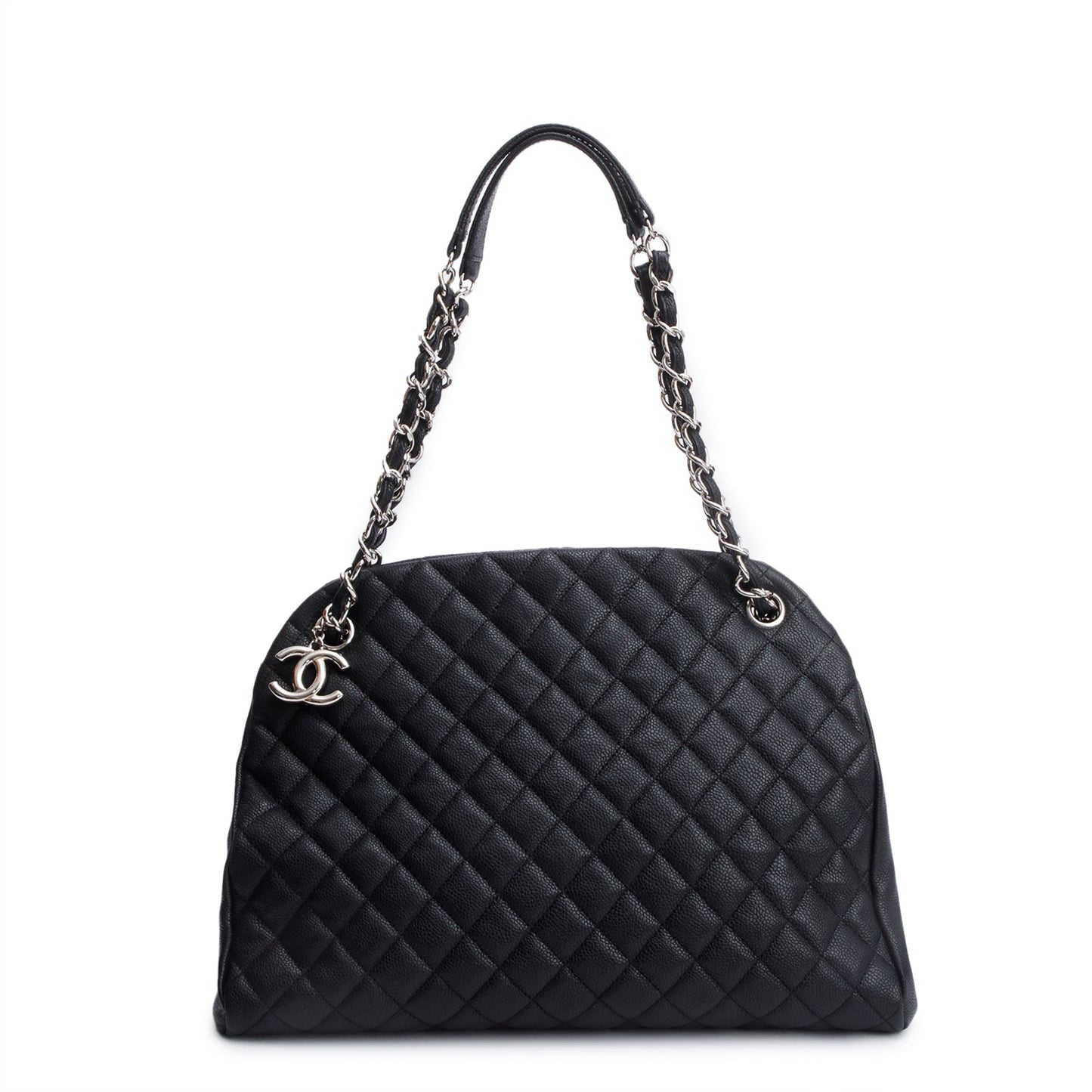 Chanel Caviar Just Mademoiselle Bowler Leather Black Travel Bag