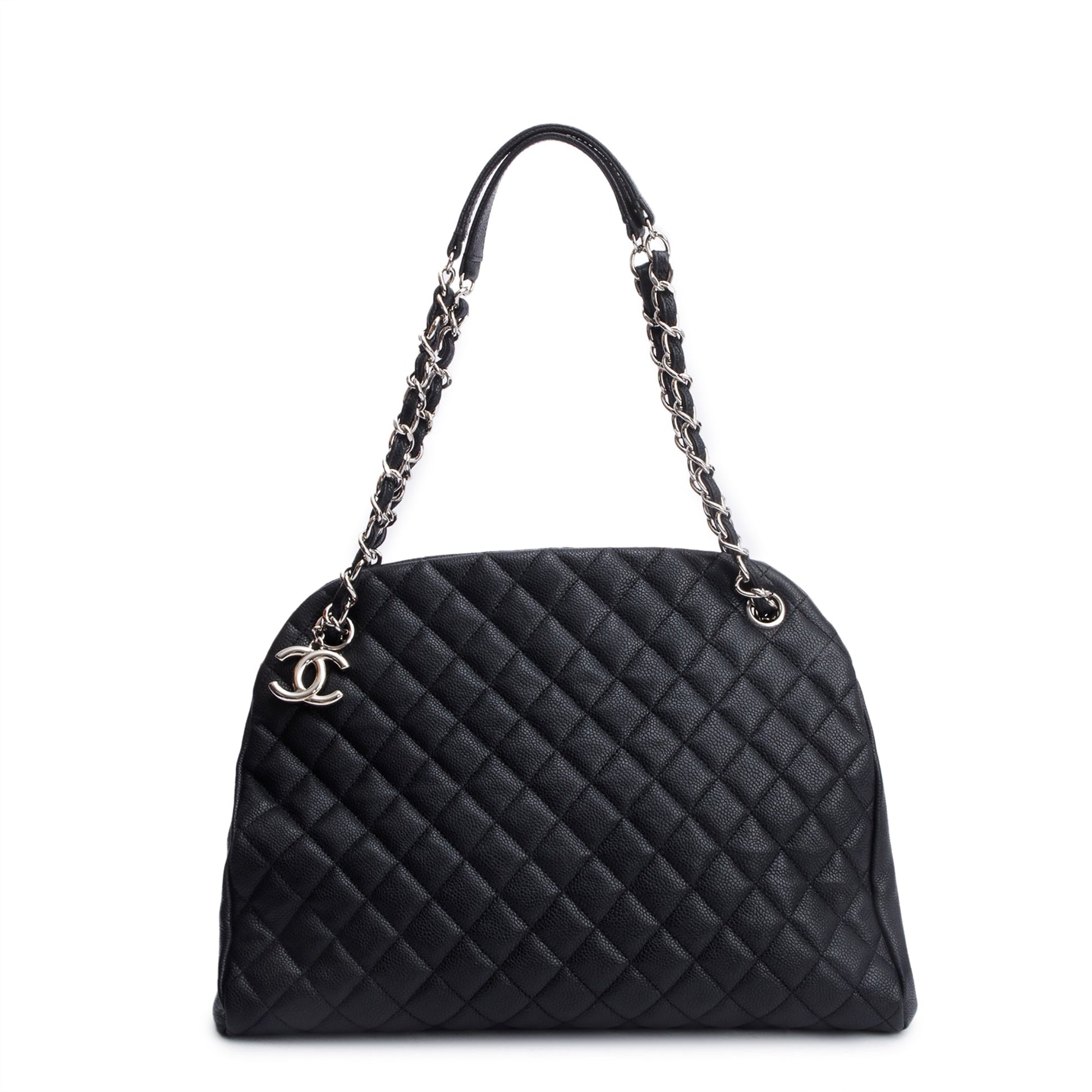Chanel Caviar Just Mademoiselle Bowler Leather Black Travel Bag